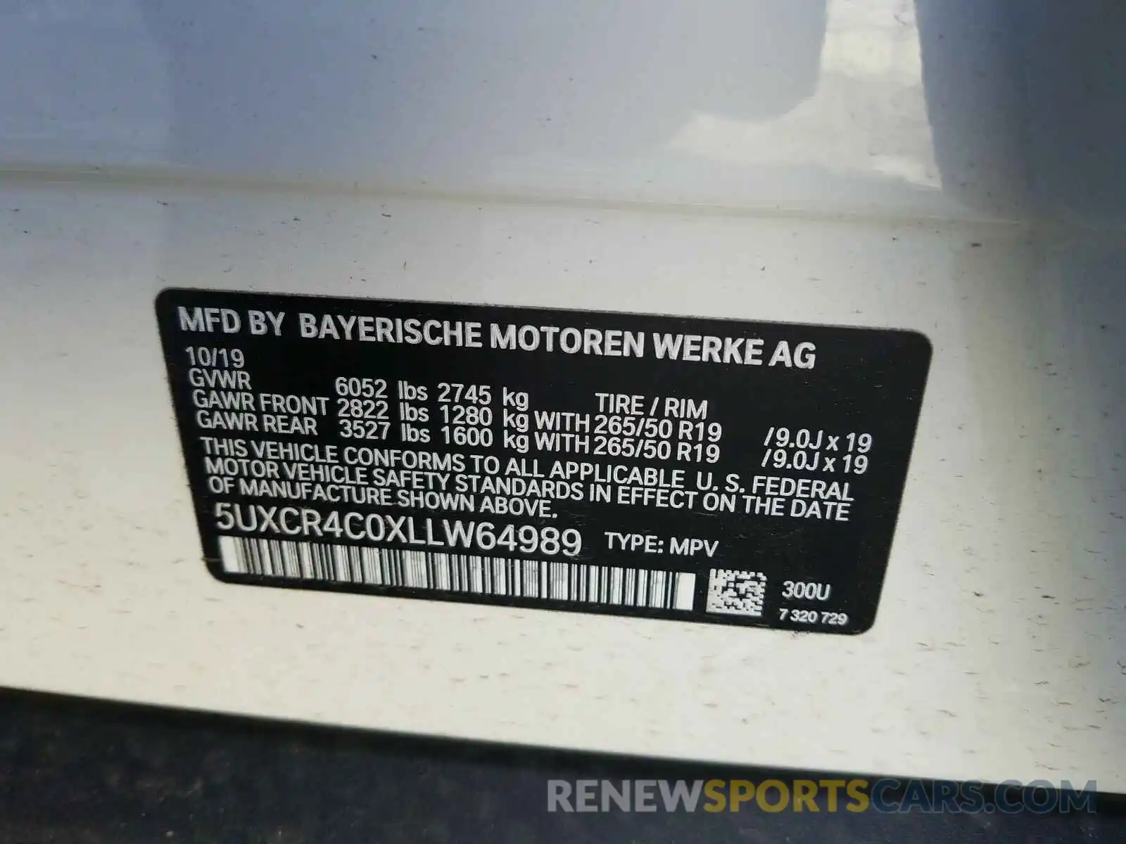 10 Photograph of a damaged car 5UXCR4C0XLLW64989 BMW X5 SDRIVE 2020