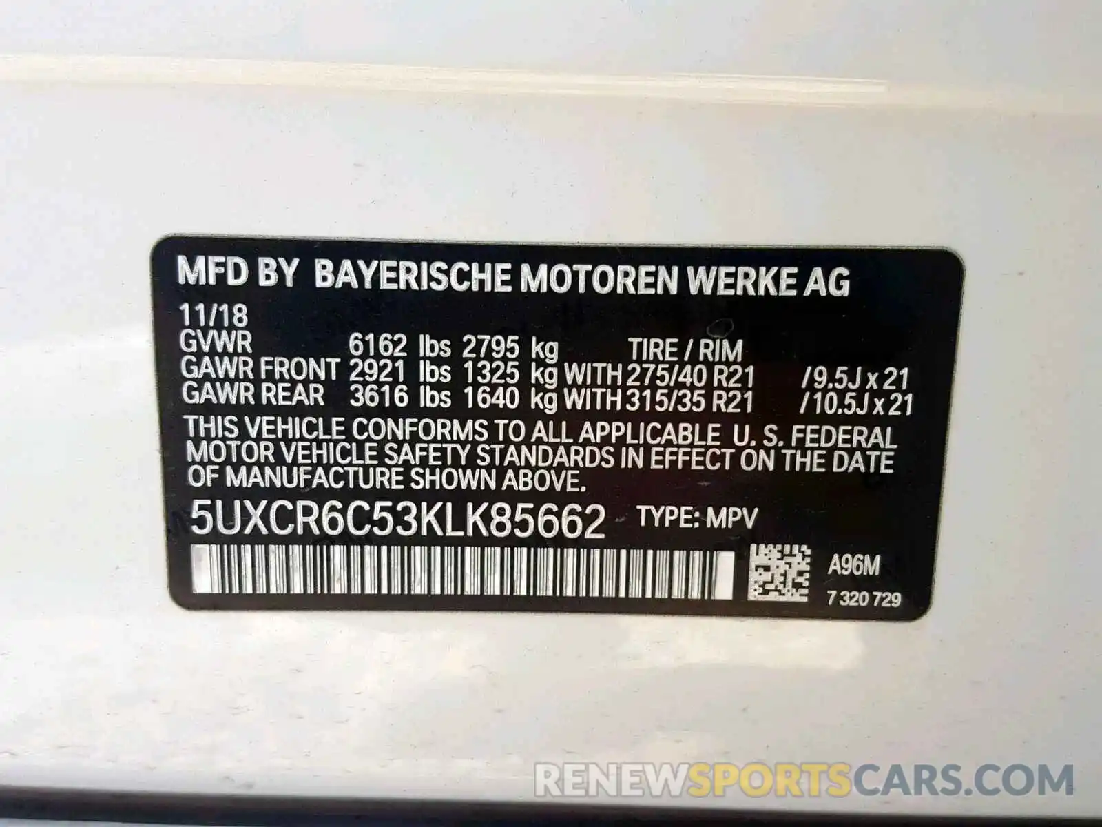 10 Photograph of a damaged car 5UXCR6C53KLK85662 BMW X5 XDRIVE4 2019