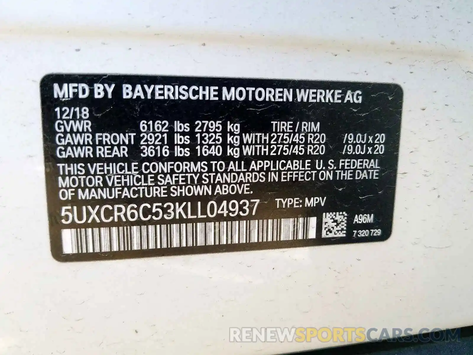 10 Photograph of a damaged car 5UXCR6C53KLL04937 BMW X5 XDRIVE4 2019
