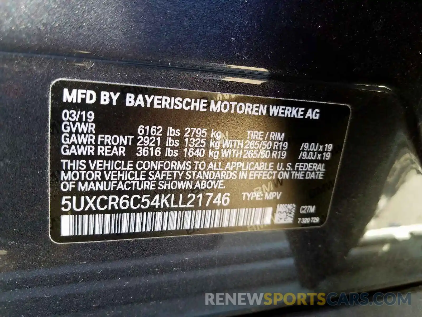 10 Photograph of a damaged car 5UXCR6C54KLL21746 BMW X5 XDRIVE4 2019