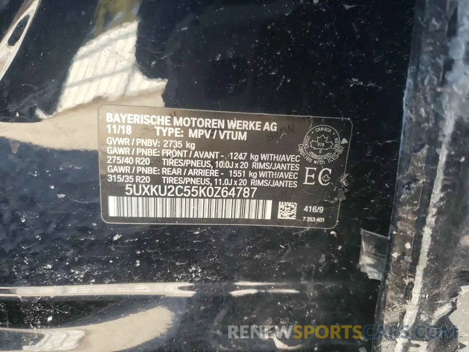 10 Фотография поврежденного автомобиля 5UXKU2C55K0Z64787 BMW X6 2019
