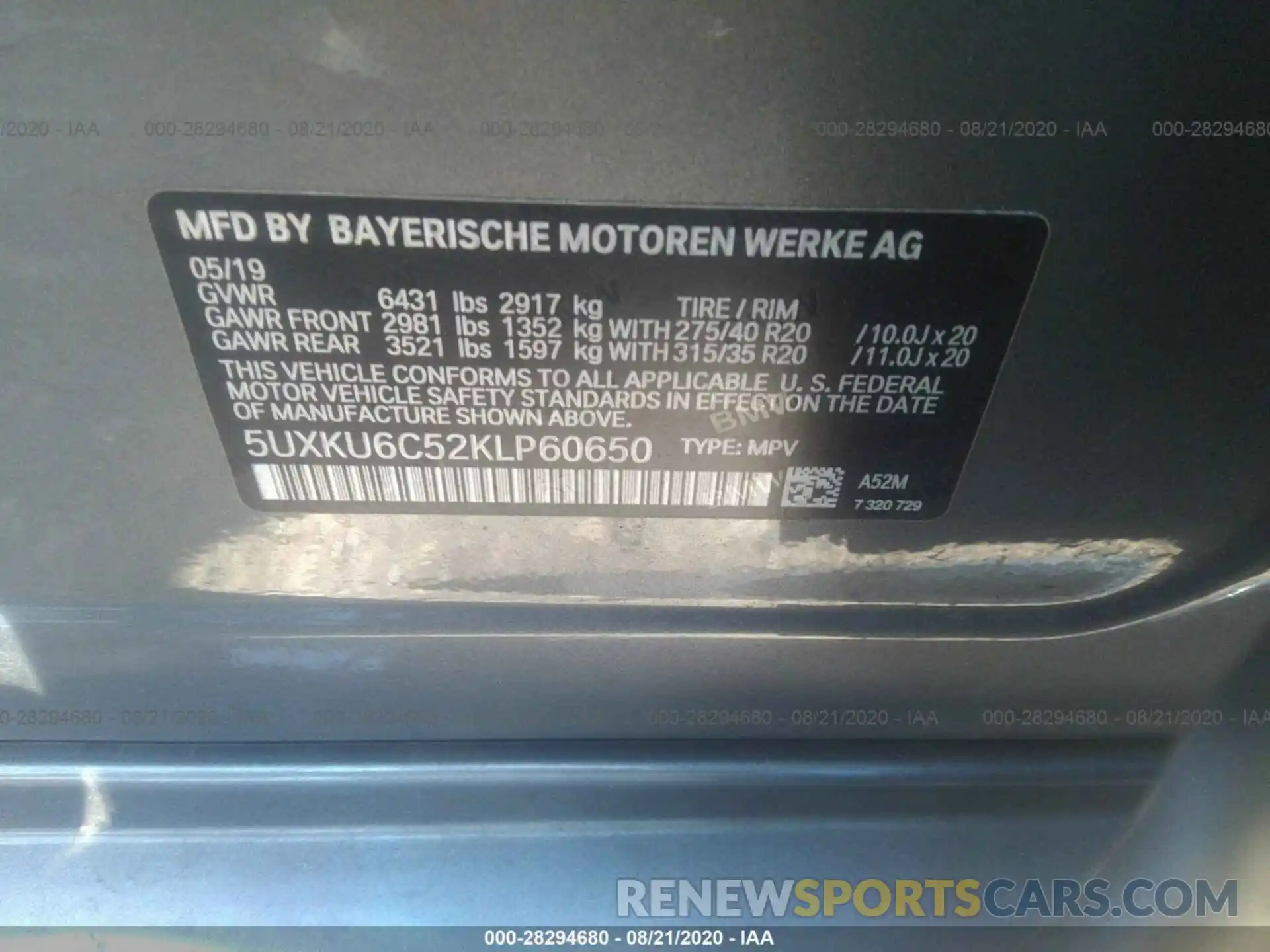 9 Photograph of a damaged car 5UXKU6C52KLP60650 BMW X6 2019