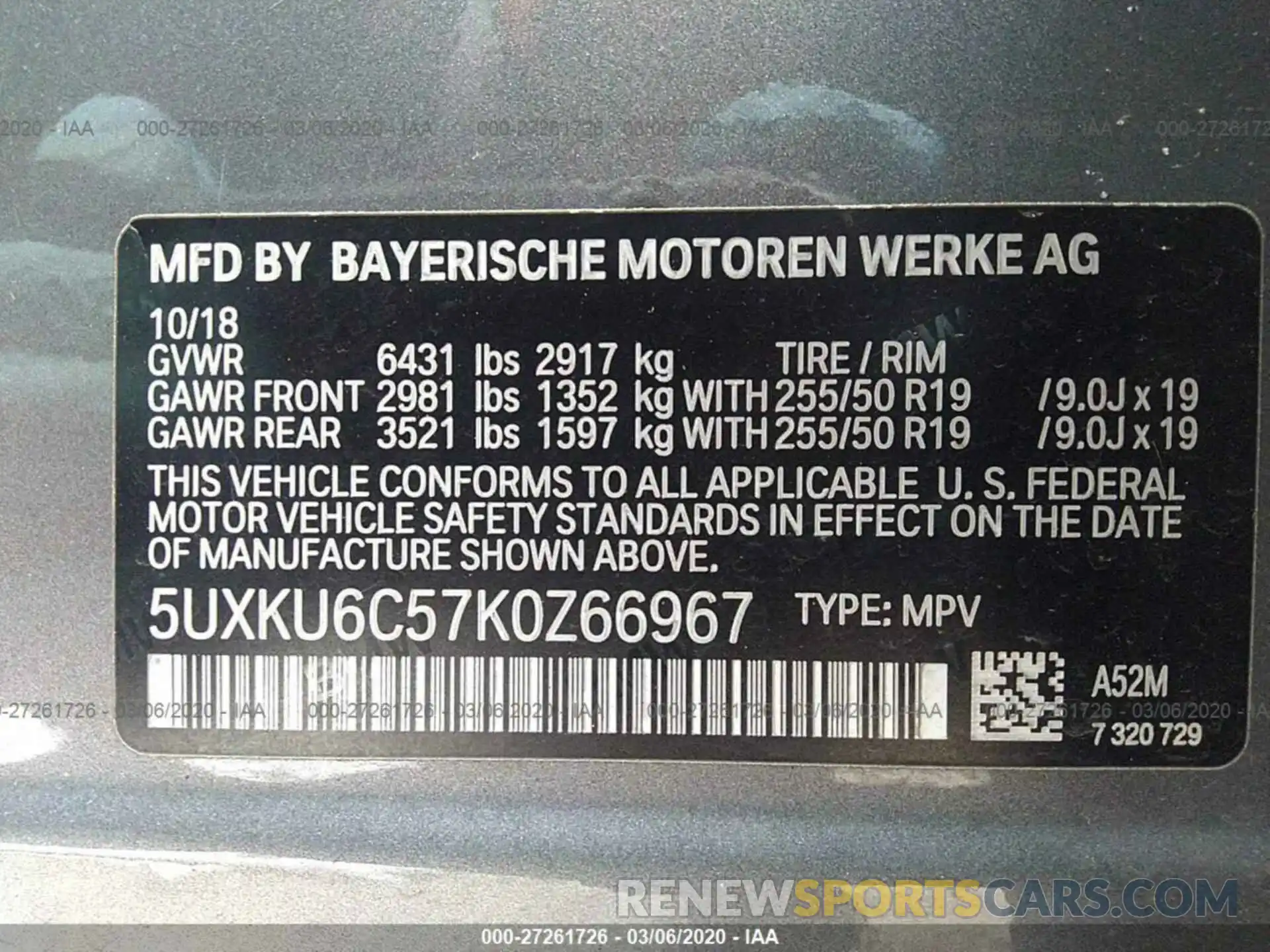 9 Photograph of a damaged car 5UXKU6C57K0Z66967 BMW X6 2019