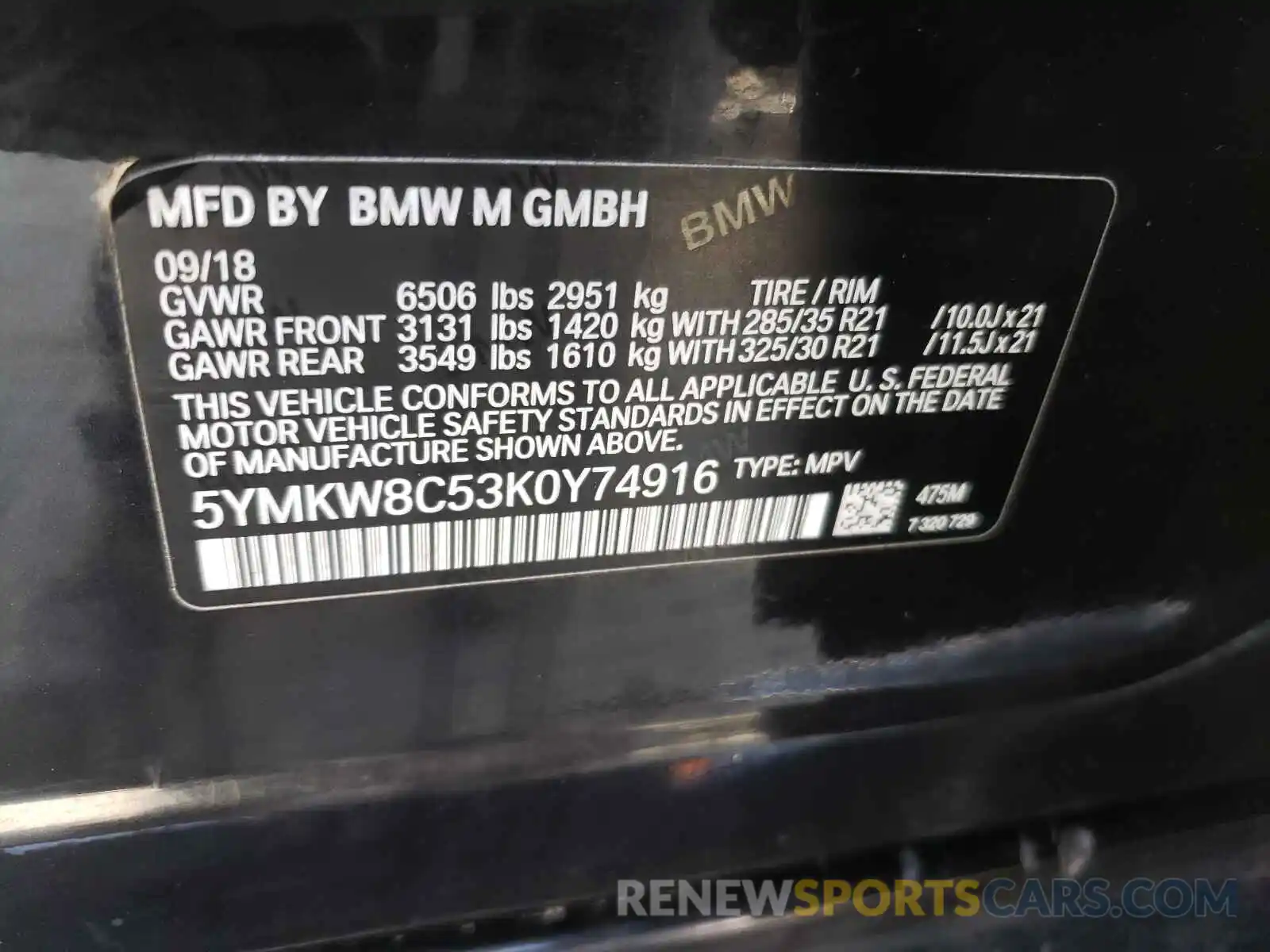 10 Photograph of a damaged car 5YMKW8C53K0Y74916 BMW X6 2019