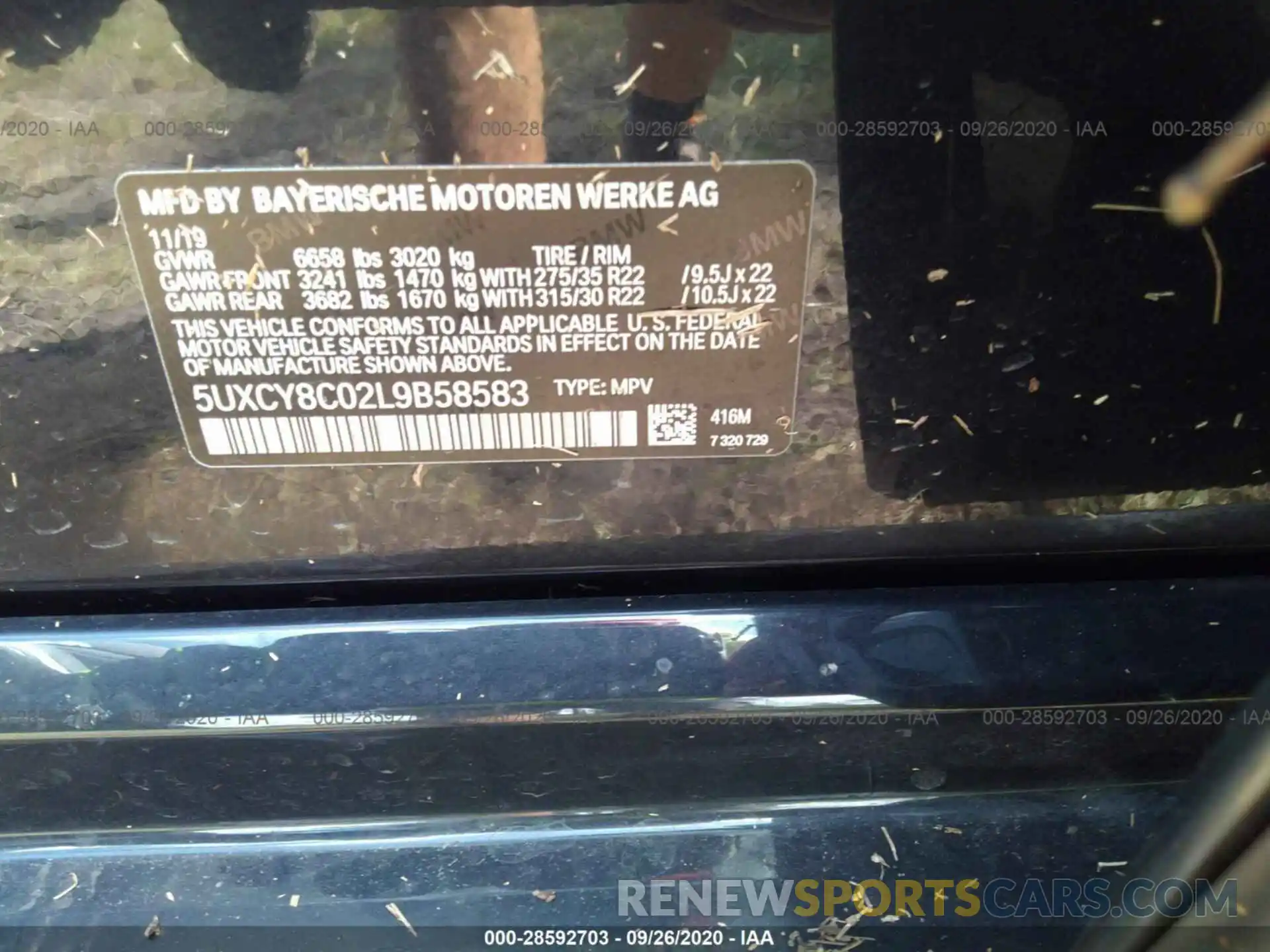 9 Photograph of a damaged car 5UXCY8C02L9B58583 BMW X6 2020