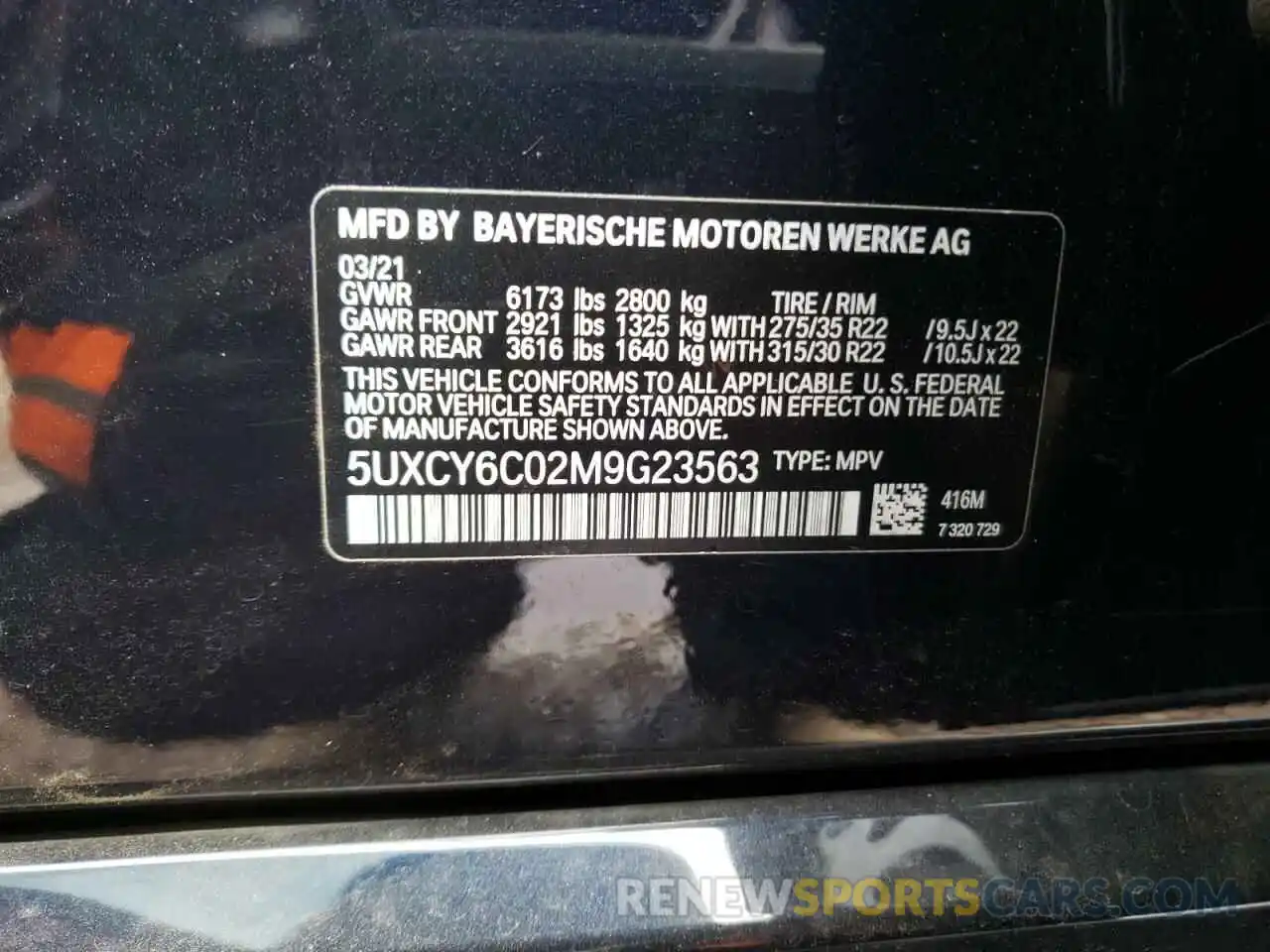 10 Фотография поврежденного автомобиля 5UXCY6C02M9G23563 BMW X6 2021