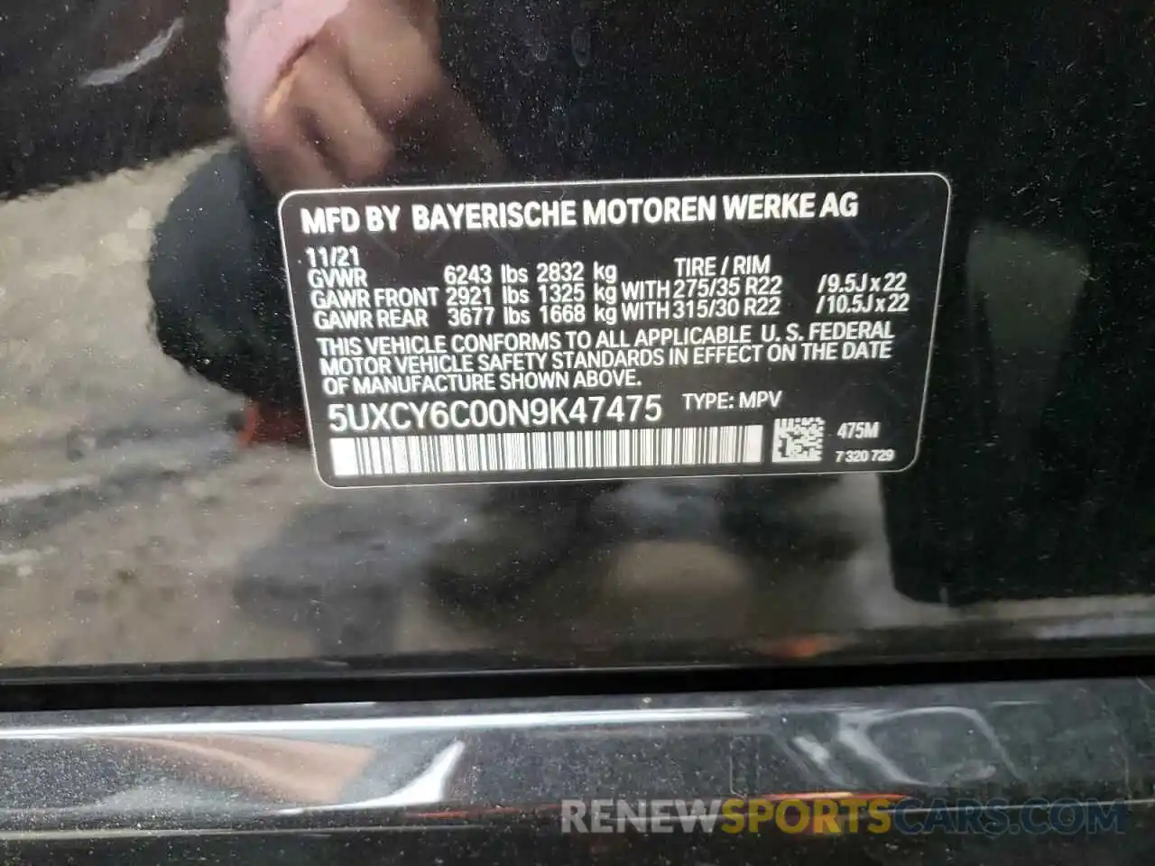 10 Фотография поврежденного автомобиля 5UXCY6C00N9K47475 BMW X6 2022