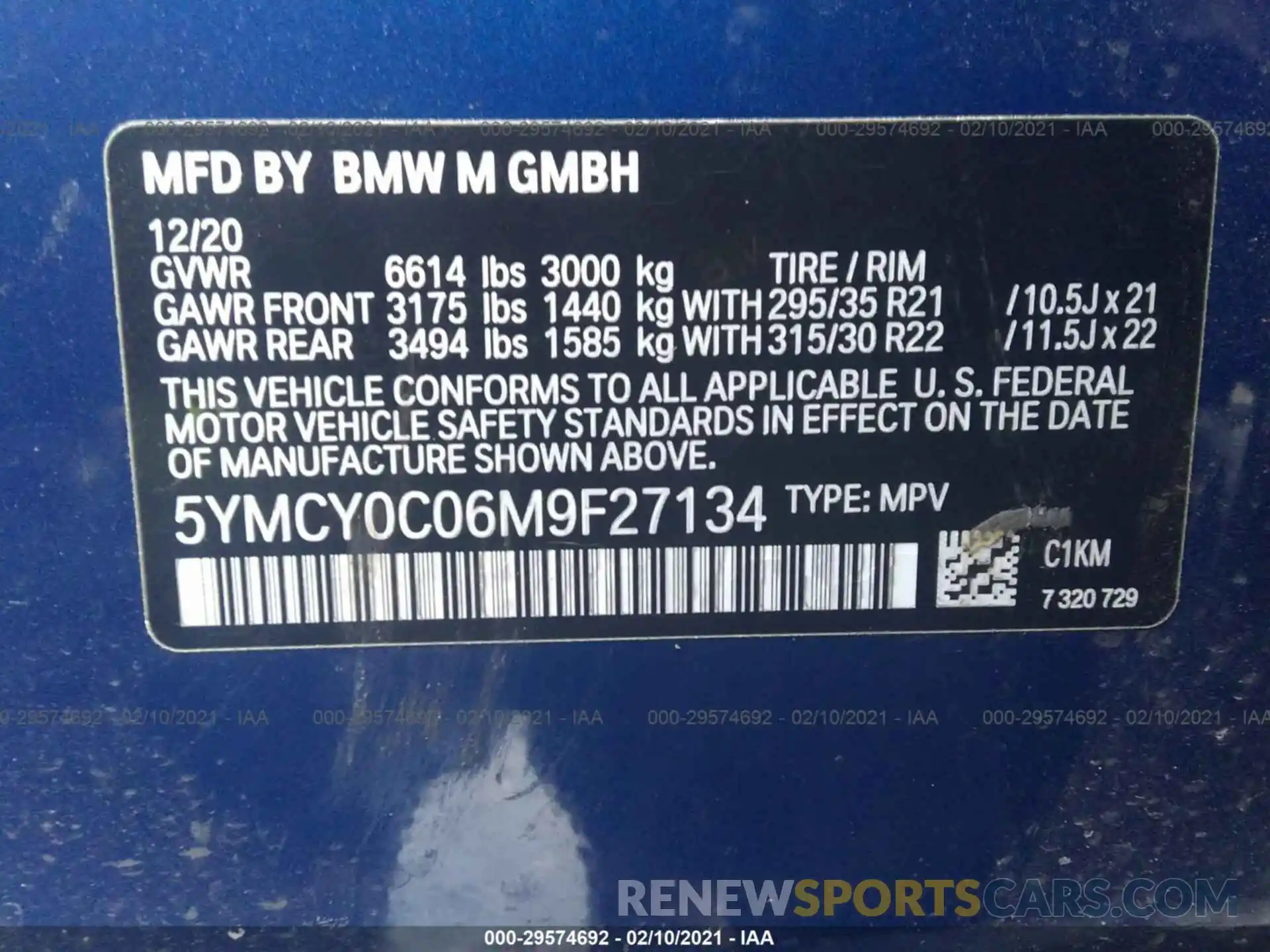9 Фотография поврежденного автомобиля 5YMCY0C06M9F27134 BMW X6 M 2021