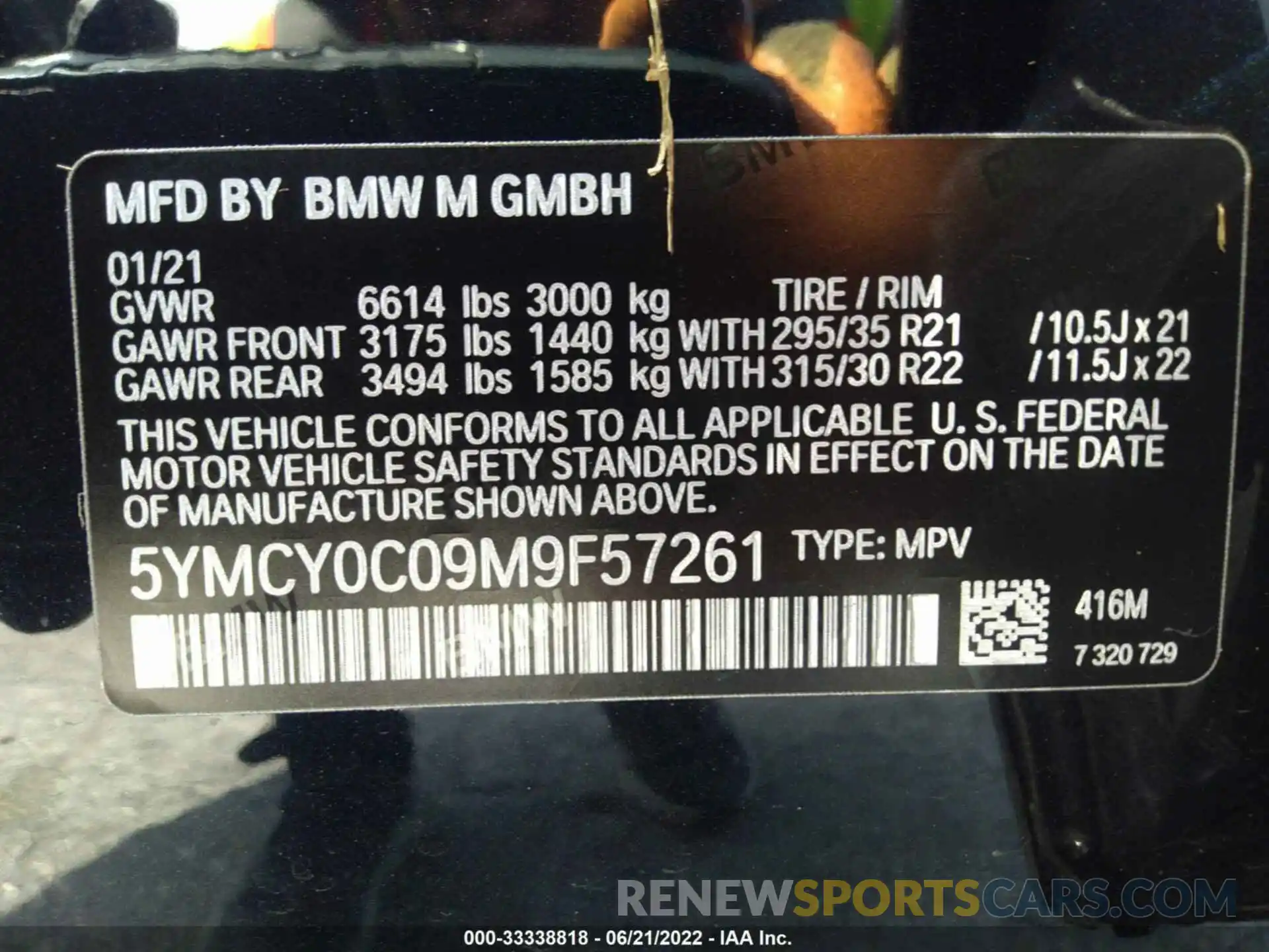 9 Фотография поврежденного автомобиля 5YMCY0C09M9F57261 BMW X6 M 2021