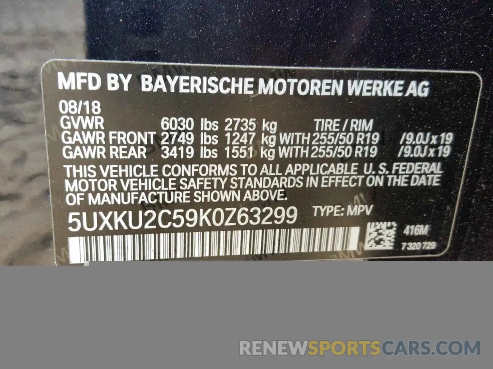 10 Photograph of a damaged car 5UXKU2C59K0Z63299 BMW X6 XDRIVE3 2019