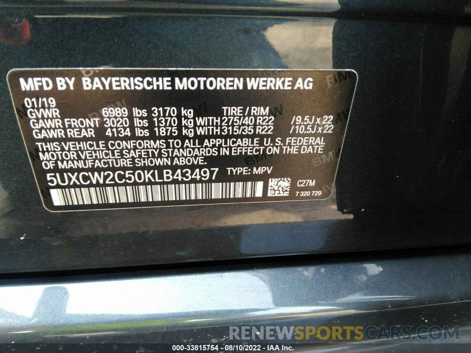 9 Фотография поврежденного автомобиля 5UXCW2C50KLB43497 BMW X7 2019