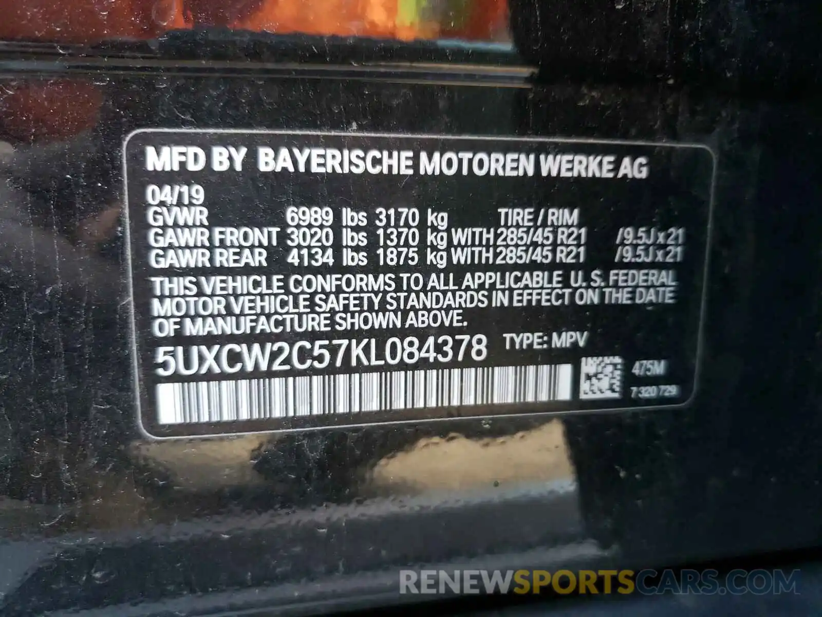 10 Photograph of a damaged car 5UXCW2C57KL084378 BMW X7 2019