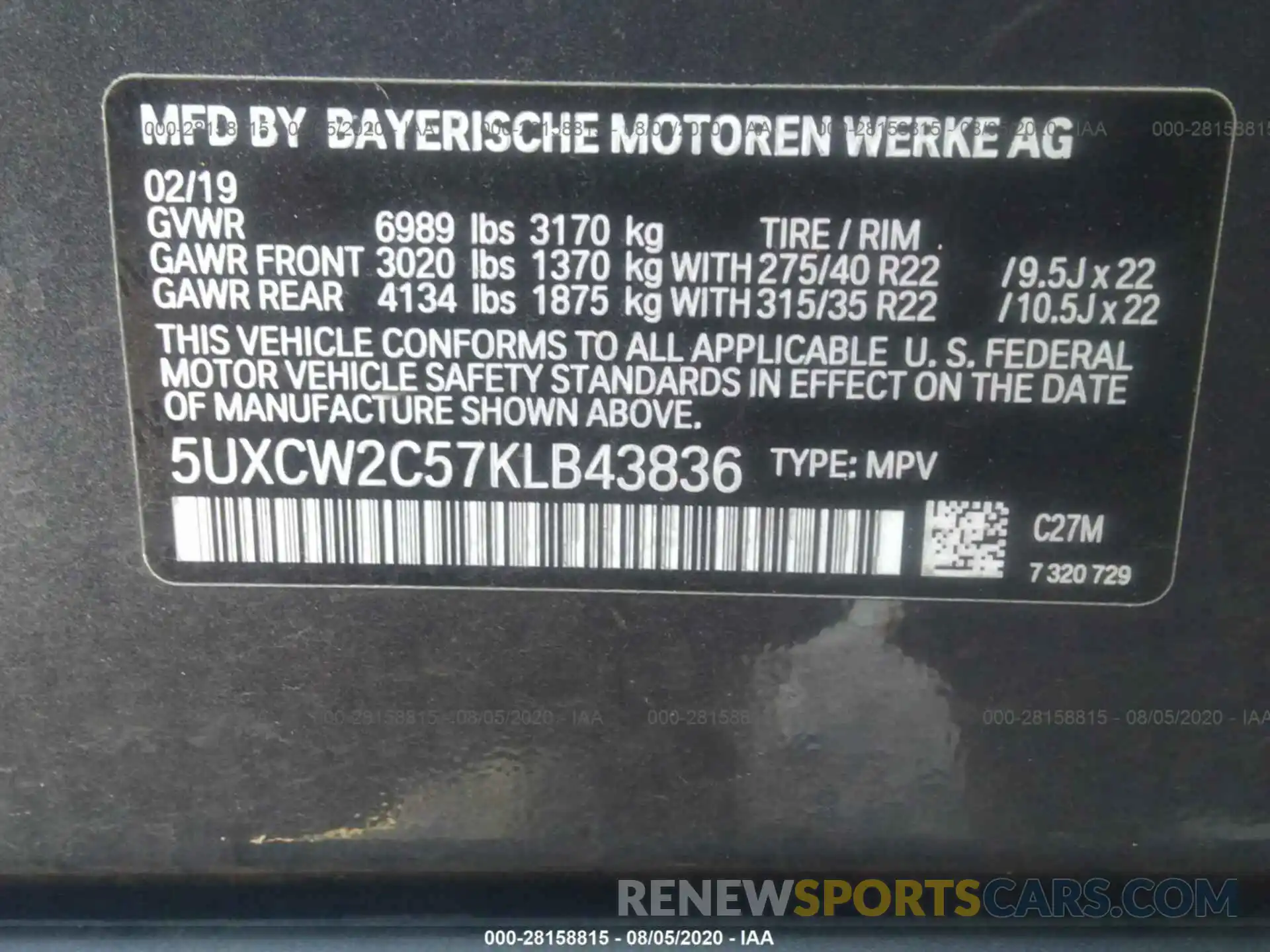 9 Фотография поврежденного автомобиля 5UXCW2C57KLB43836 BMW X7 2019