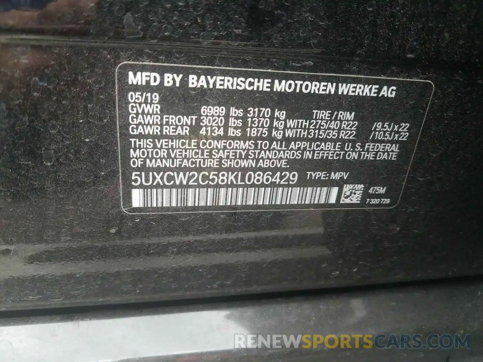 10 Фотография поврежденного автомобиля 5UXCW2C58KL086429 BMW X7 2019