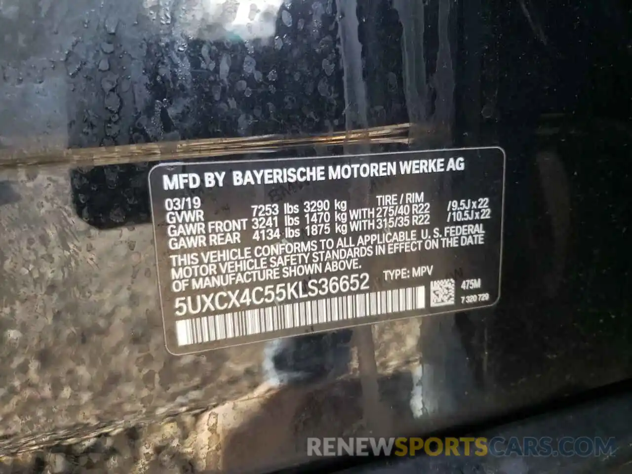 10 Photograph of a damaged car 5UXCX4C55KLS36652 BMW X7 2019