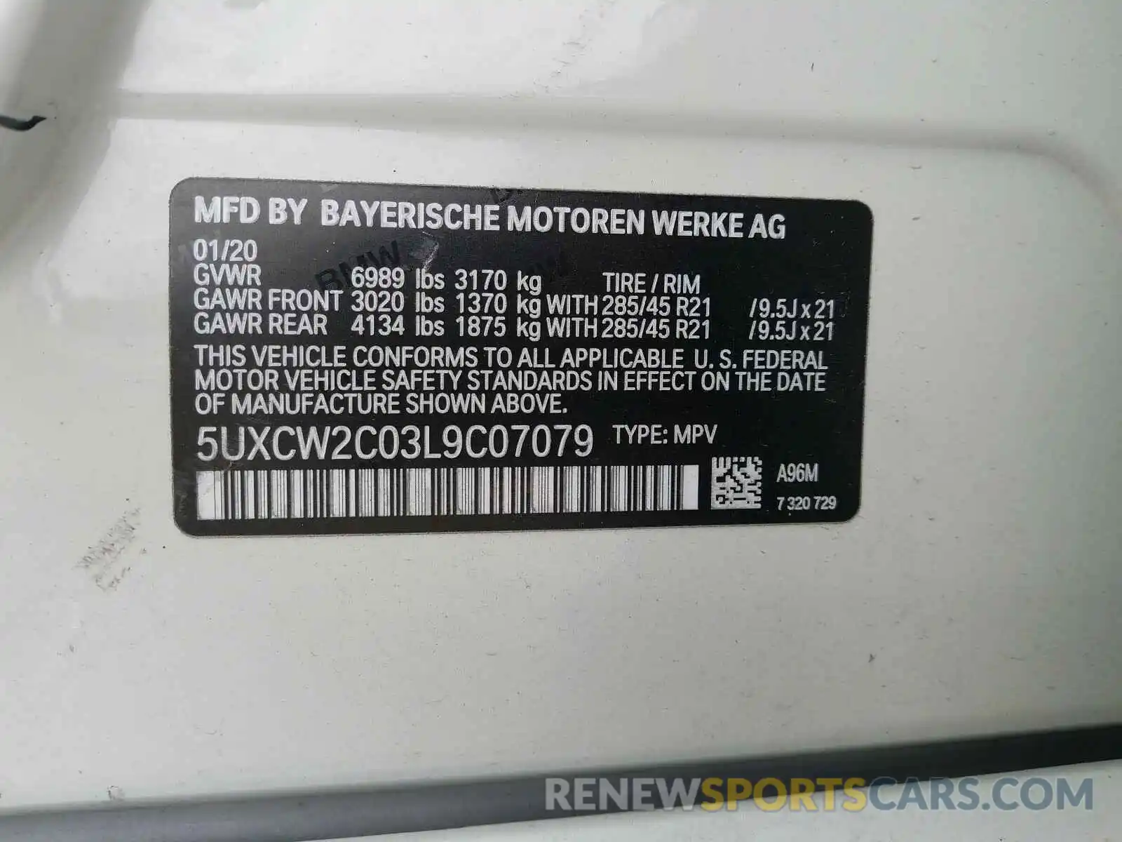 10 Photograph of a damaged car 5UXCW2C03L9C07079 BMW X7 2020