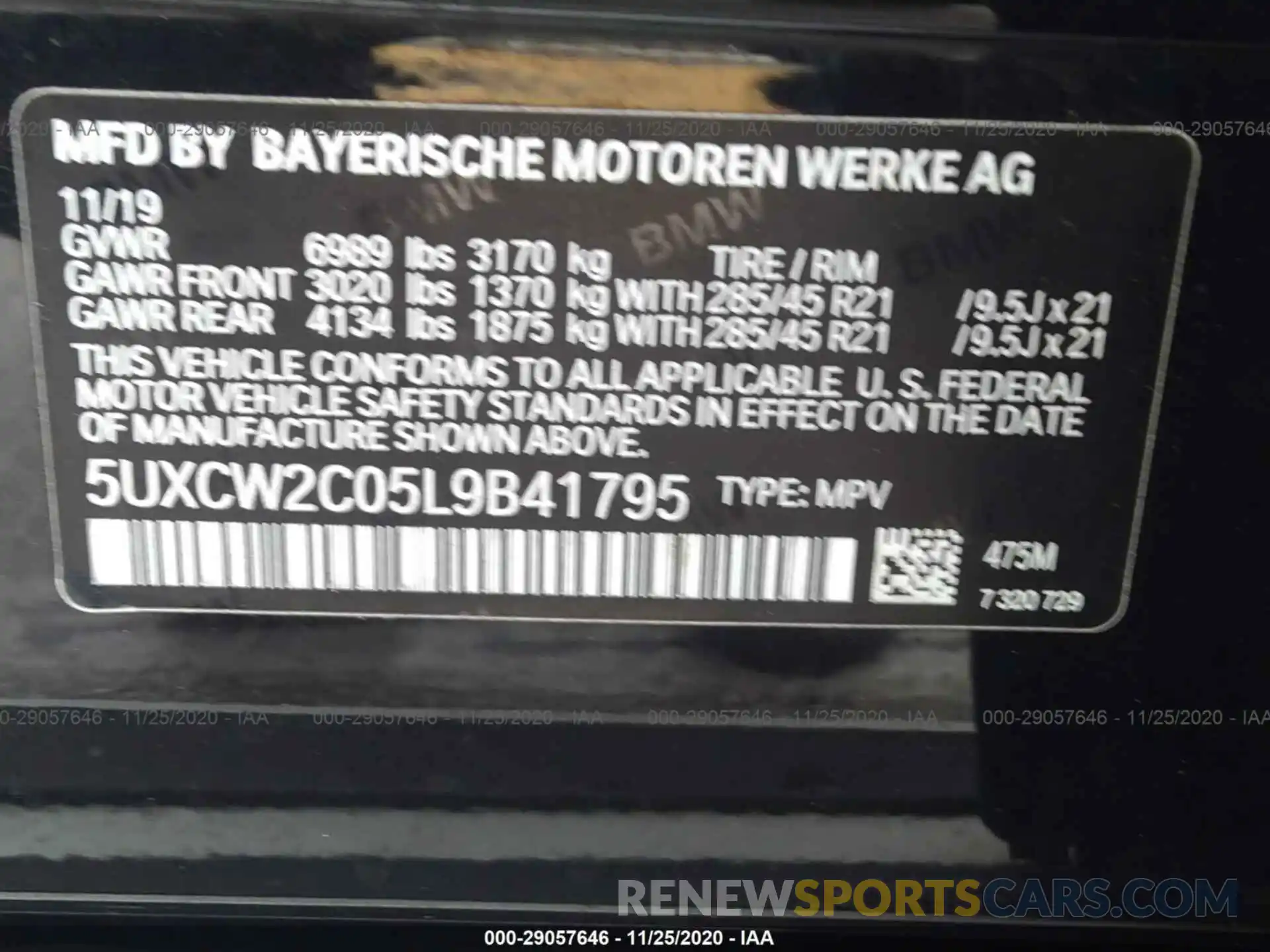 9 Photograph of a damaged car 5UXCW2C05L9B41795 BMW X7 2020