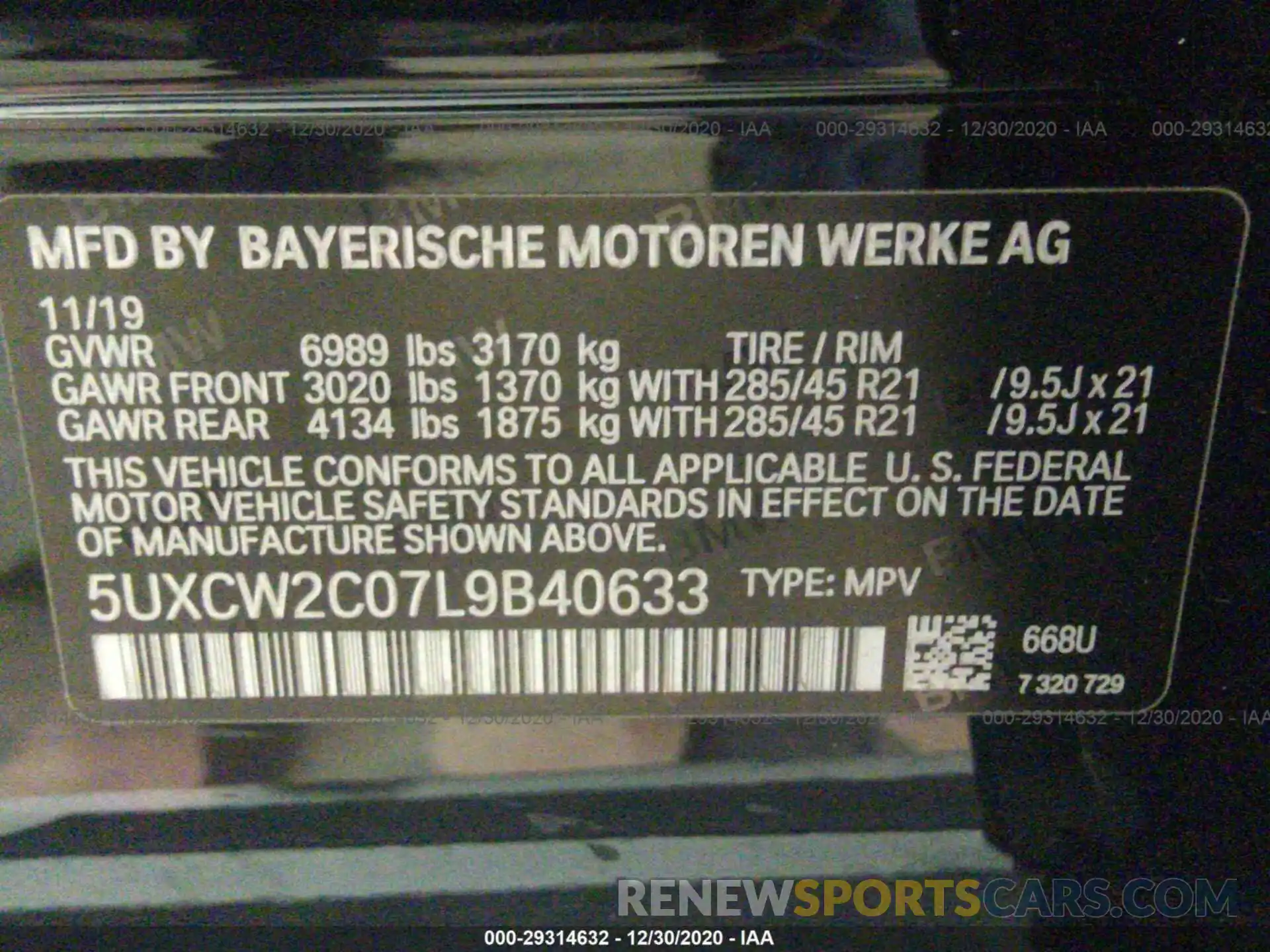 9 Photograph of a damaged car 5UXCW2C07L9B40633 BMW X7 2020