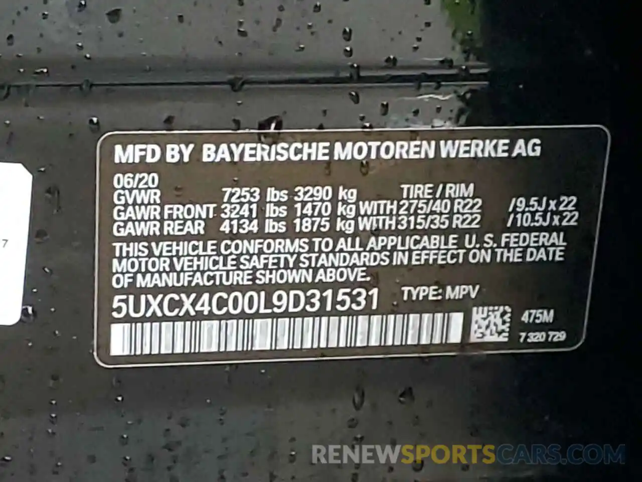 12 Photograph of a damaged car 5UXCX4C00L9D31531 BMW X7 2020