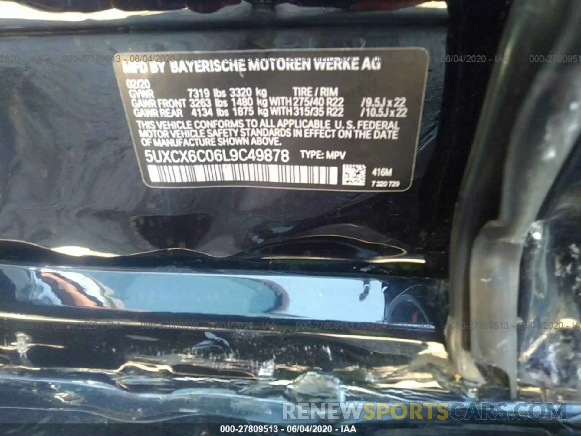 9 Photograph of a damaged car 5UXCX6C06L9****** BMW X7 2020