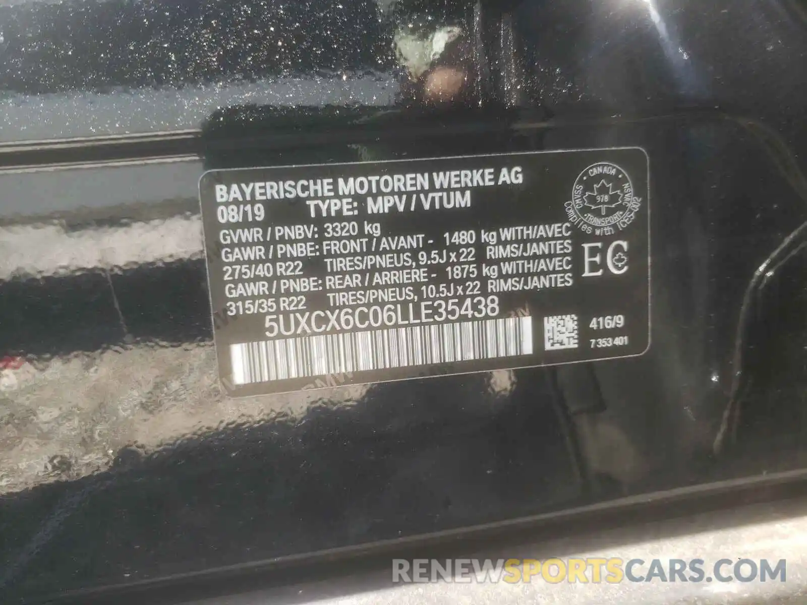 10 Photograph of a damaged car 5UXCX6C06LLE35438 BMW X7 2020