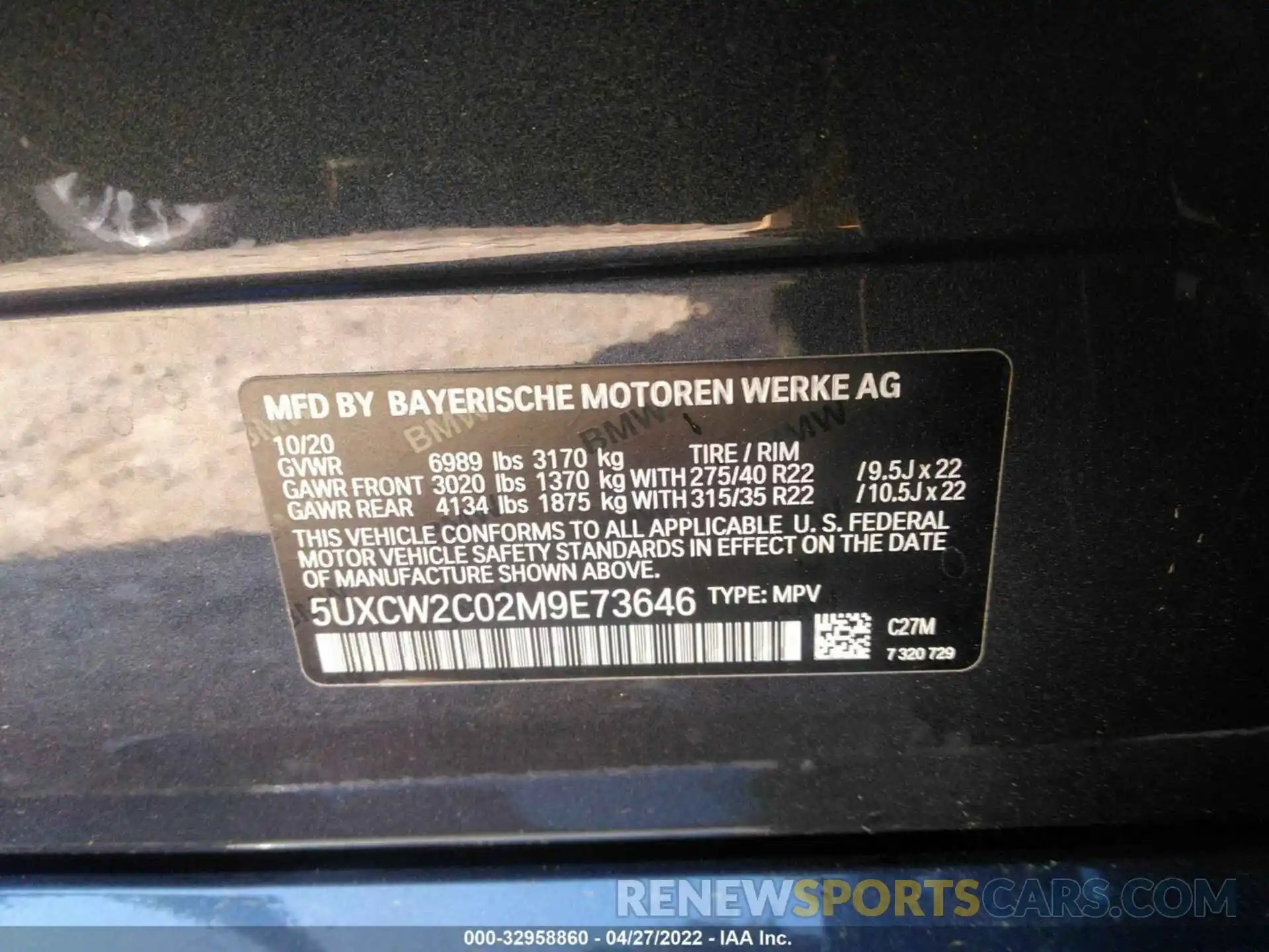 9 Фотография поврежденного автомобиля 5UXCW2C02M9E73646 BMW X7 2021