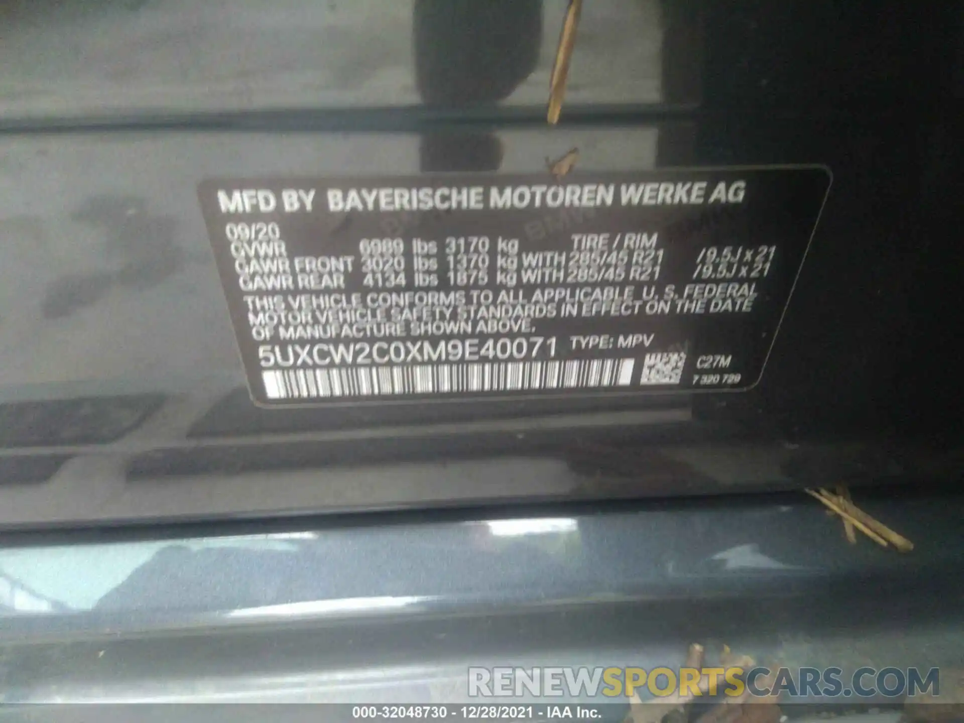 9 Фотография поврежденного автомобиля 5UXCW2C0XM9E40071 BMW X7 2021