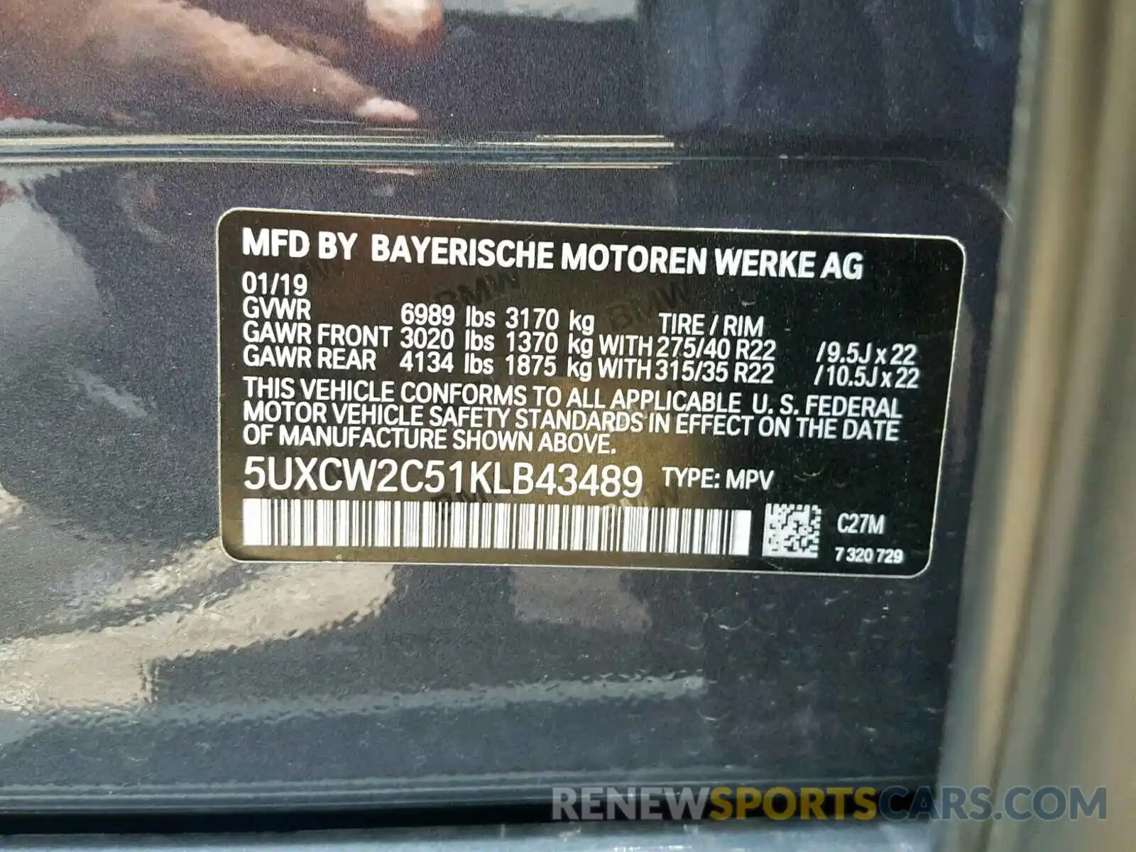 10 Photograph of a damaged car 5UXCW2C51KLB43489 BMW X7 XDRIVE4 2019