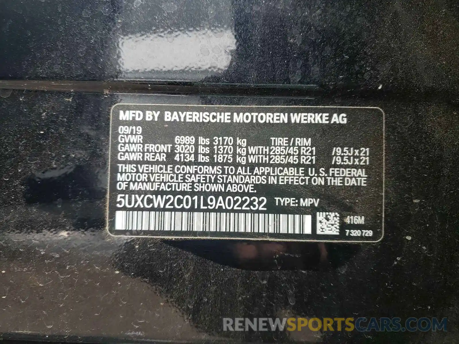 10 Photograph of a damaged car 5UXCW2C01L9A02232 BMW X7 XDRIVE4 2020