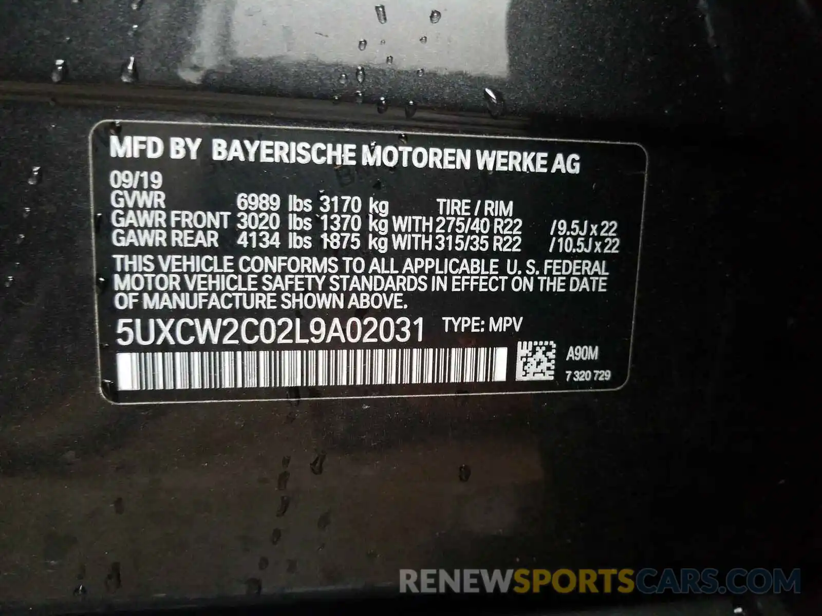 10 Photograph of a damaged car 5UXCW2C02L9A02031 BMW X7 XDRIVE4 2020