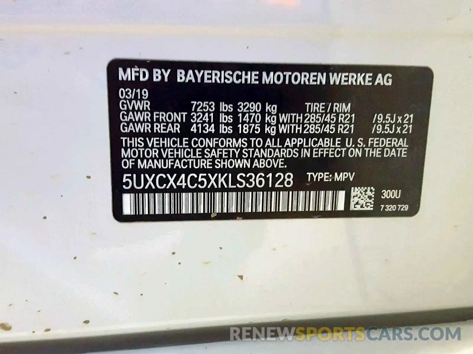 10 Photograph of a damaged car 5UXCX4C5XKLS36128 BMW X7 XDRIVE5 2019