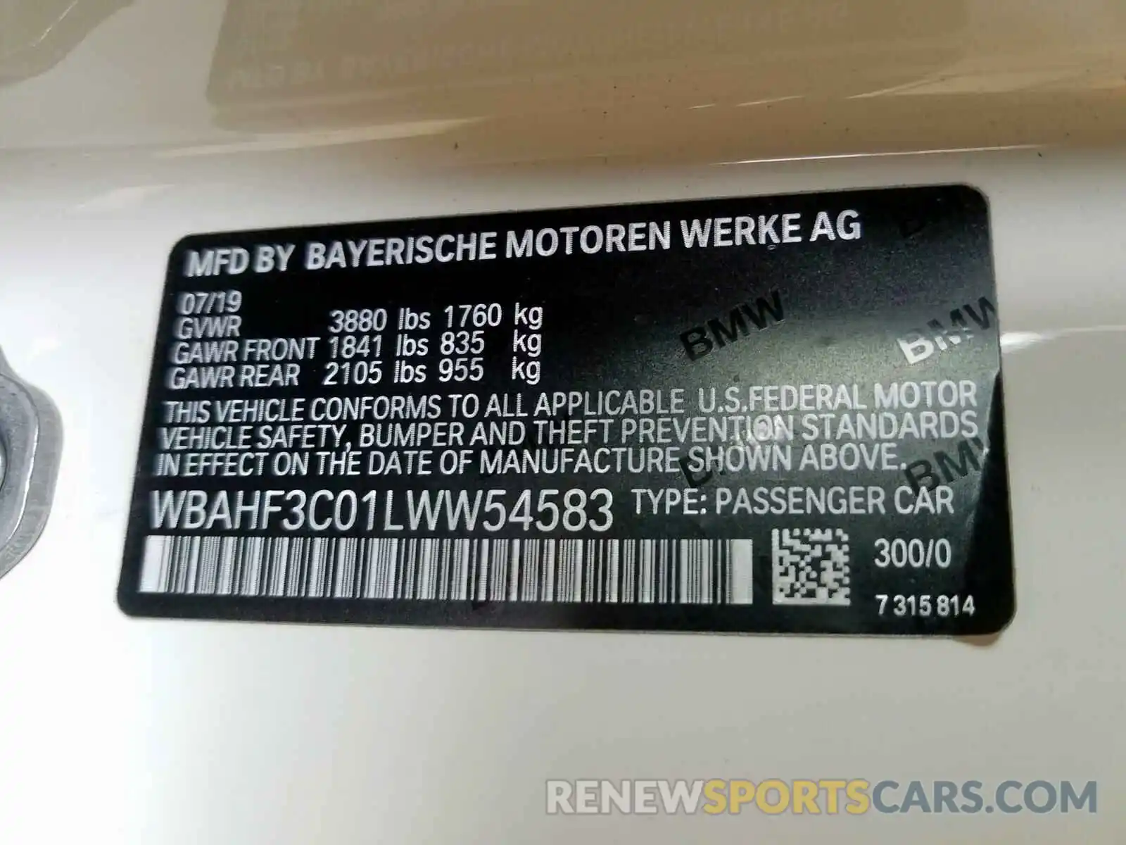 10 Photograph of a damaged car WBAHF3C01LWW54583 BMW Z4 2020