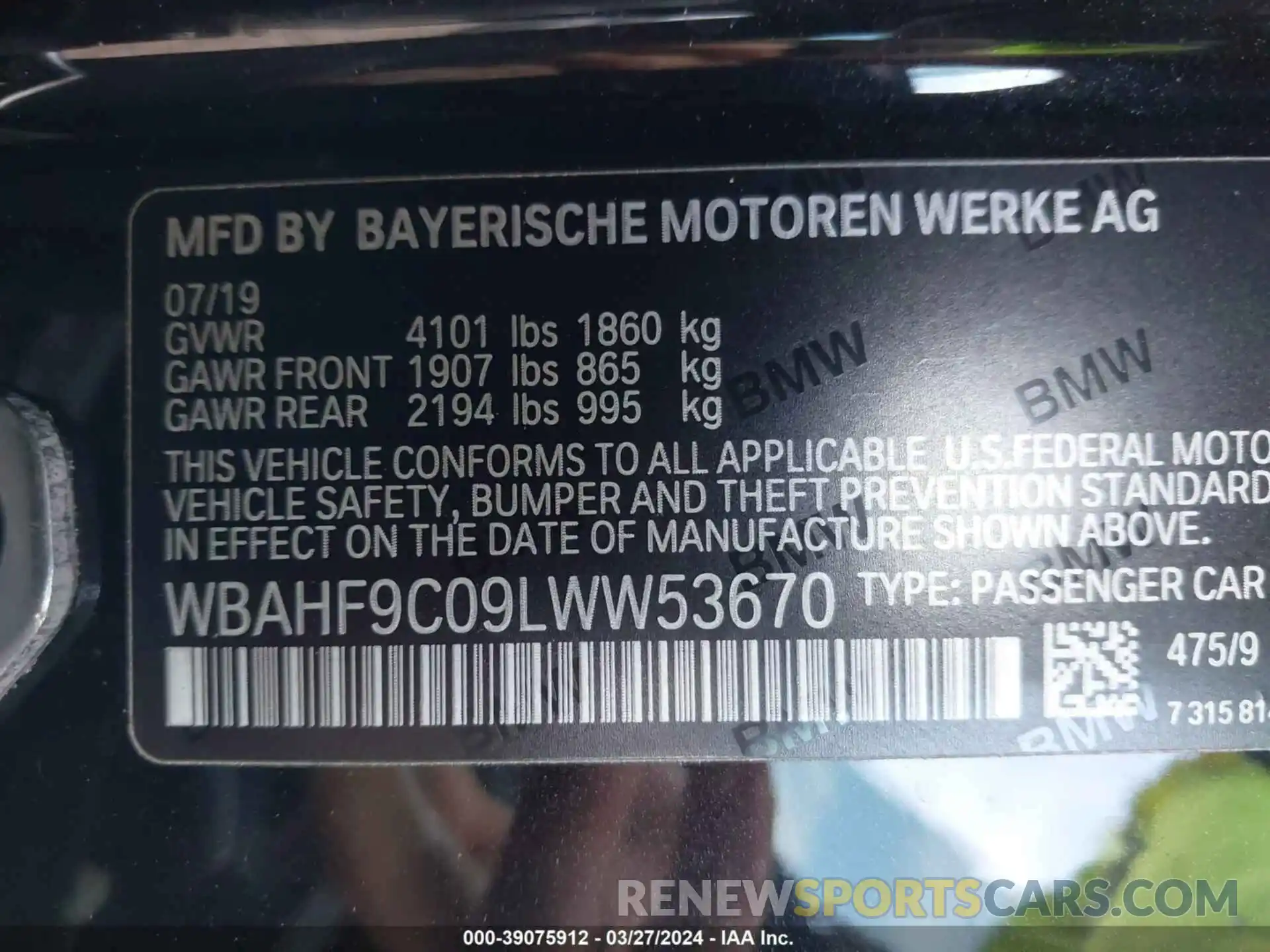 9 Photograph of a damaged car WBAHF9C09LWW53670 BMW Z4 2020