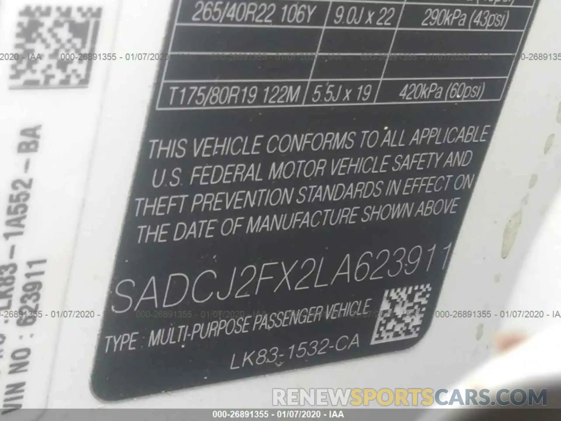 9 Photograph of a damaged car SADCJ2FX2LA623911 JAGUAR F-PACE 2020