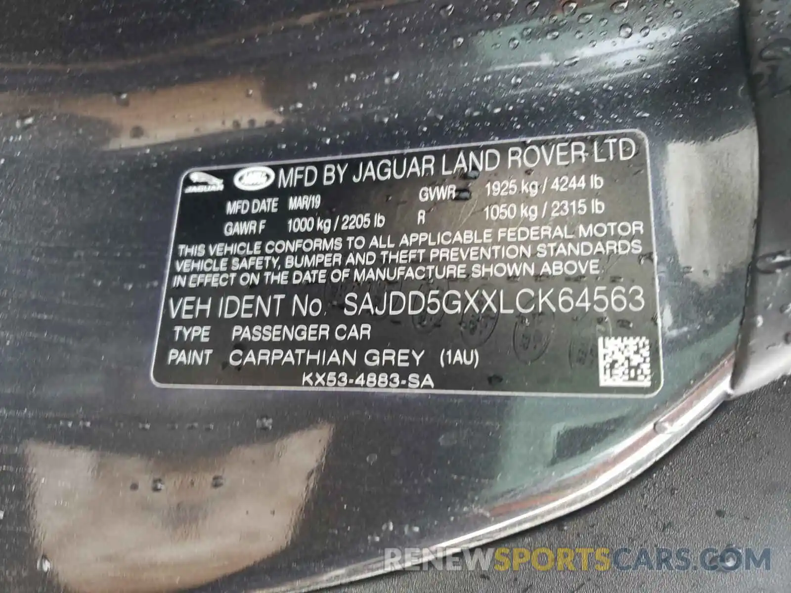 10 Photograph of a damaged car SAJDD5GXXLCK64563 JAGUAR F-TYPE 2020