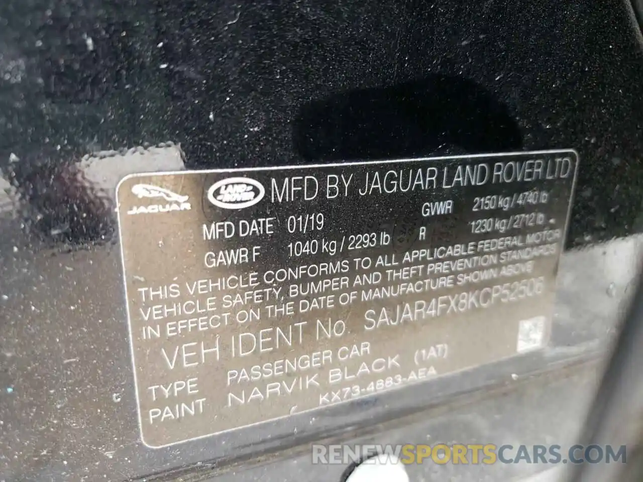 10 Photograph of a damaged car SAJAR4FX8KCP52506 JAGUAR XE 2019