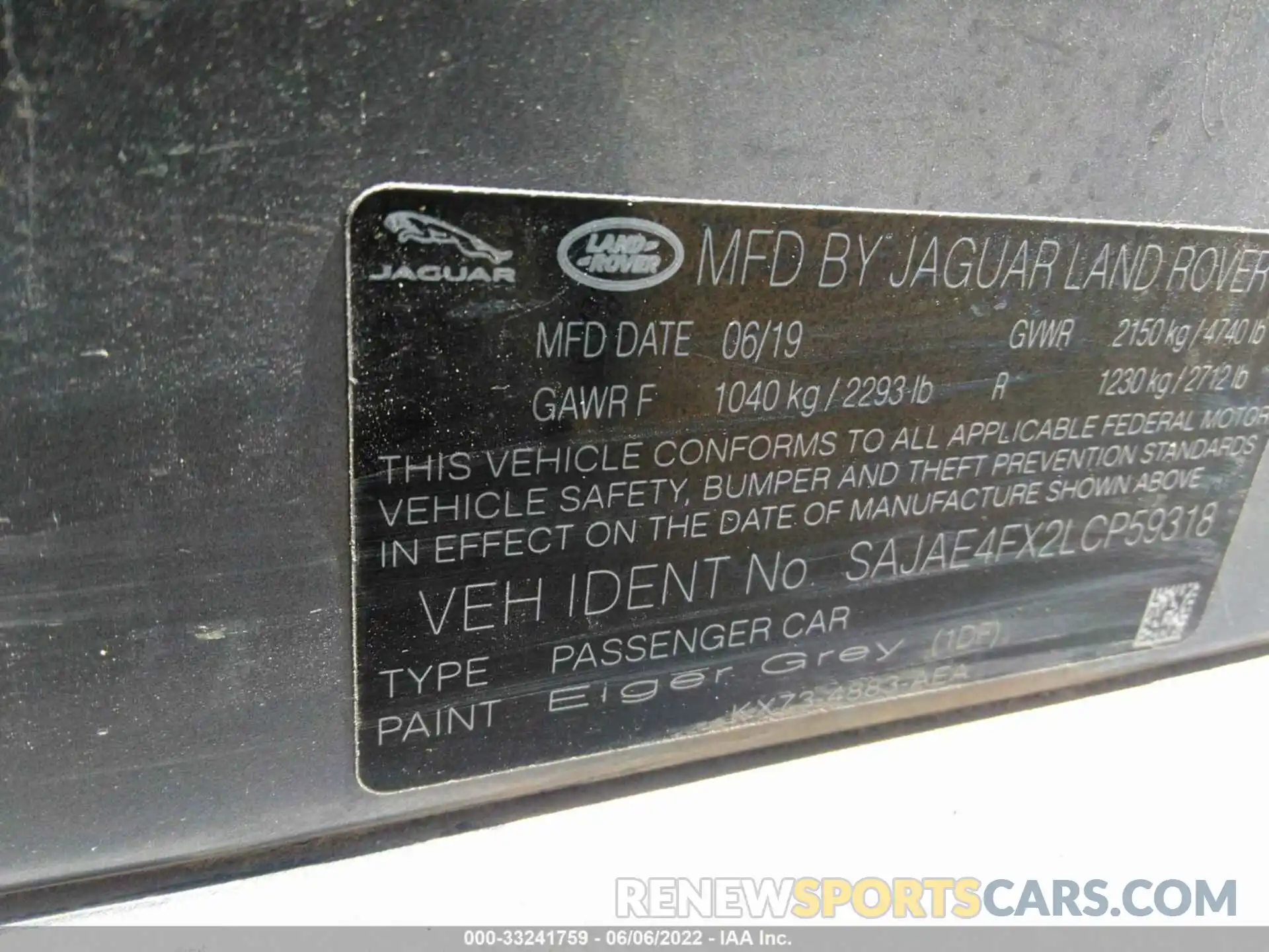 9 Photograph of a damaged car SAJAE4FX2LCP59318 JAGUAR XE 2020