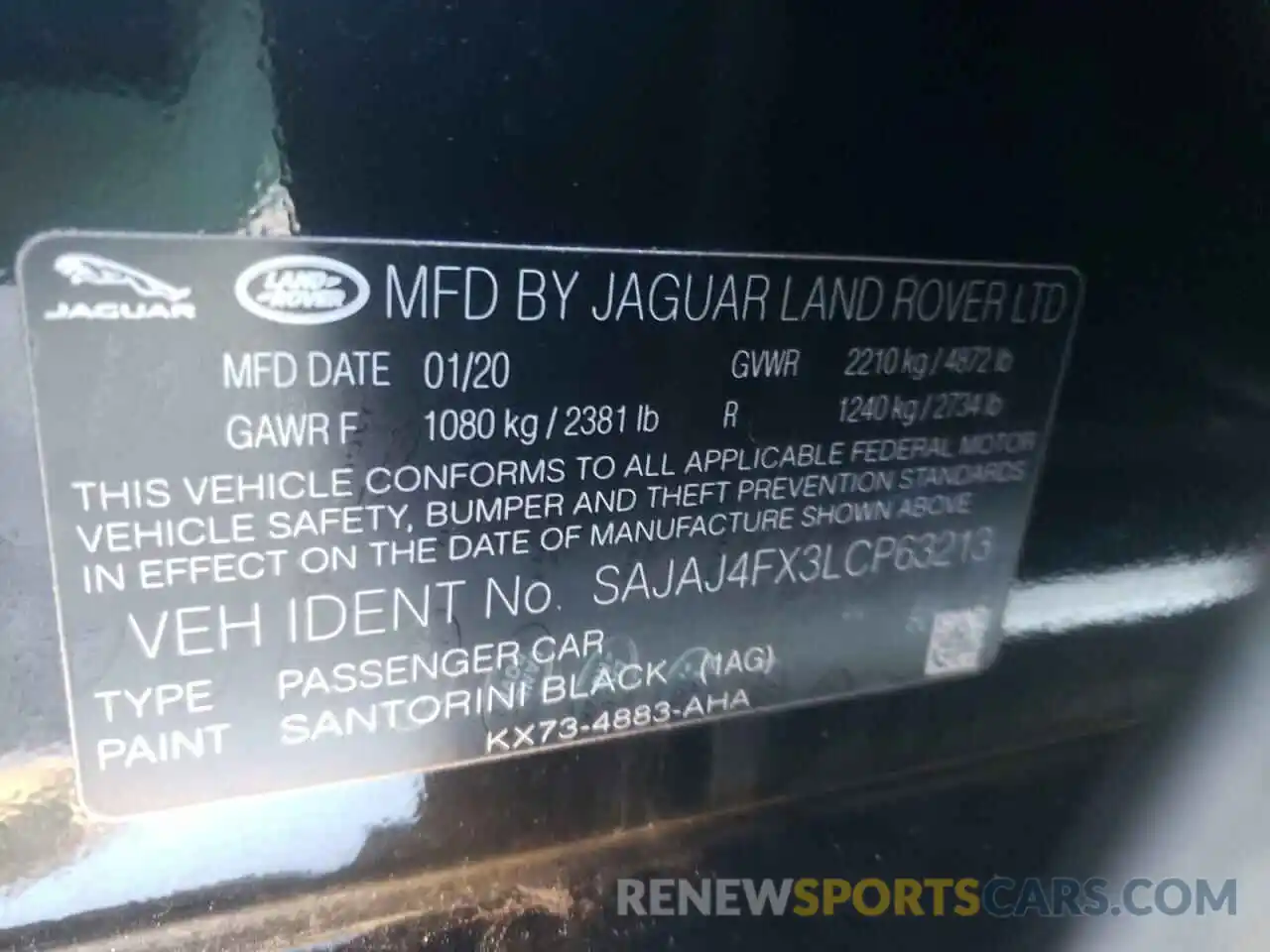 10 Photograph of a damaged car SAJAJ4FX3LCP63213 JAGUAR XE 2020