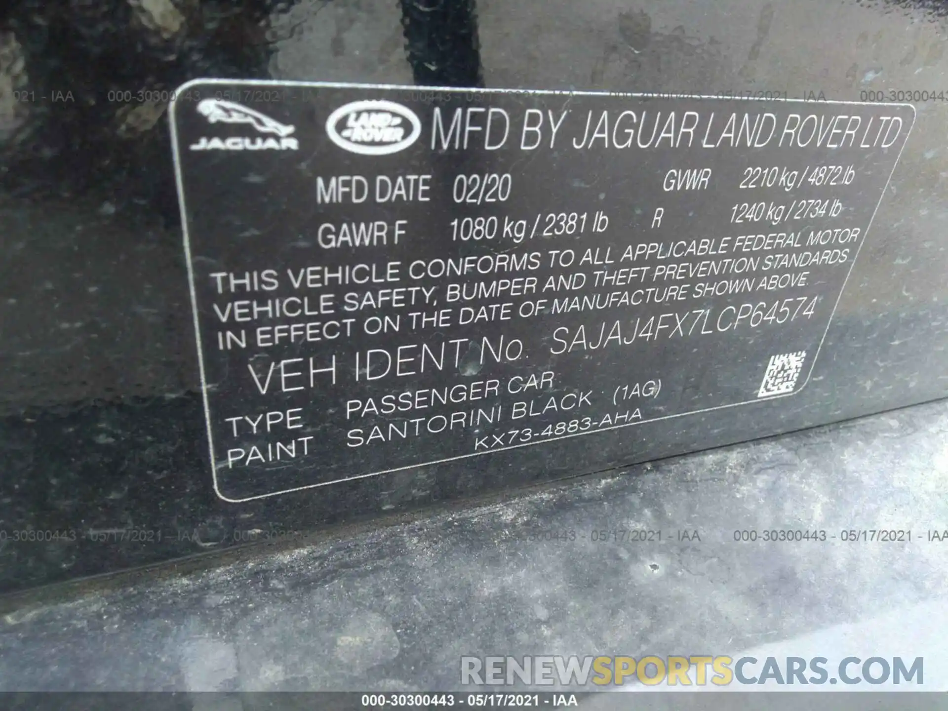 9 Photograph of a damaged car SAJAJ4FX7LCP64574 JAGUAR XE 2020