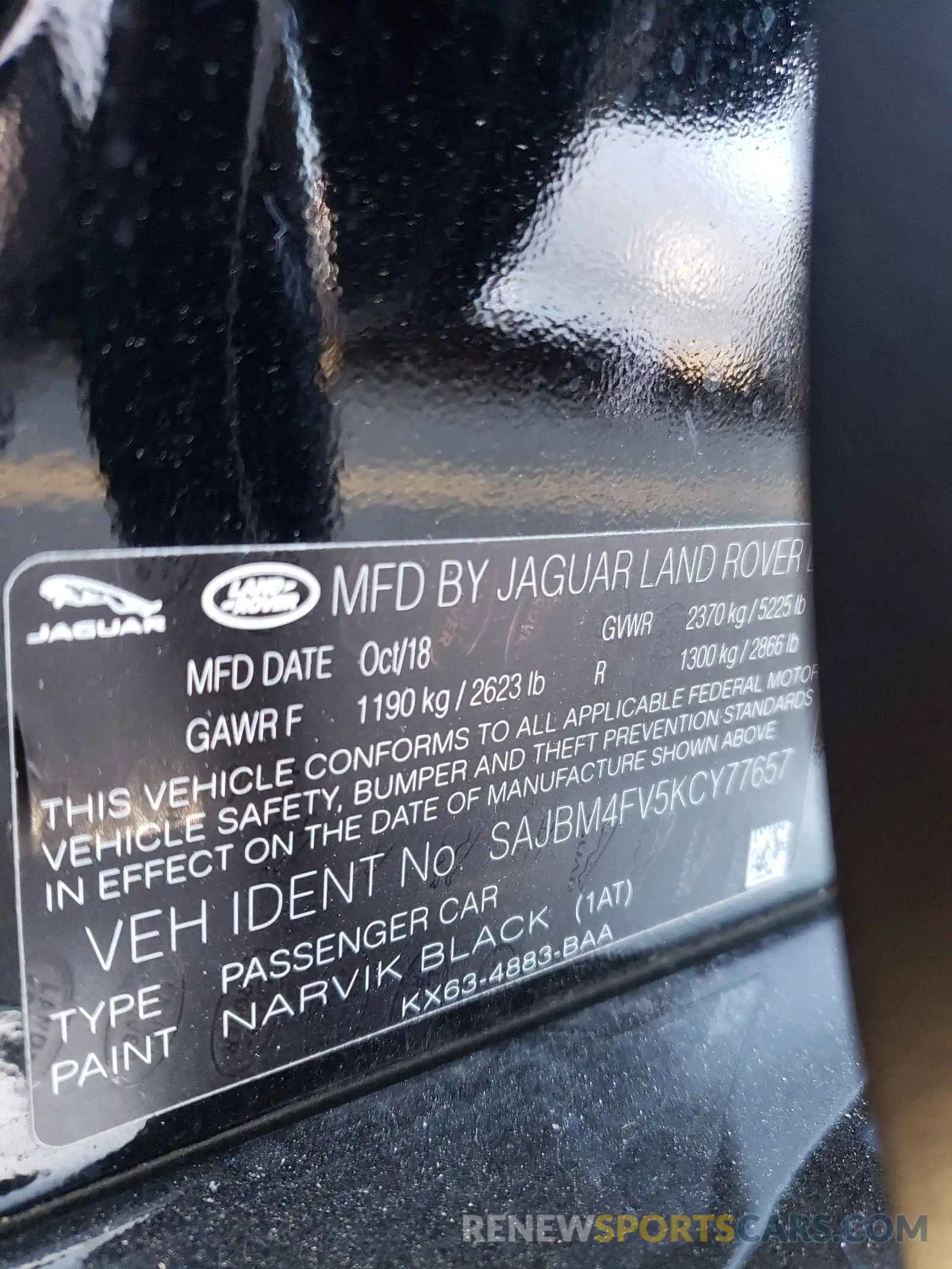 10 Photograph of a damaged car SAJBM4FV5KCY77657 JAGUAR XF 2019