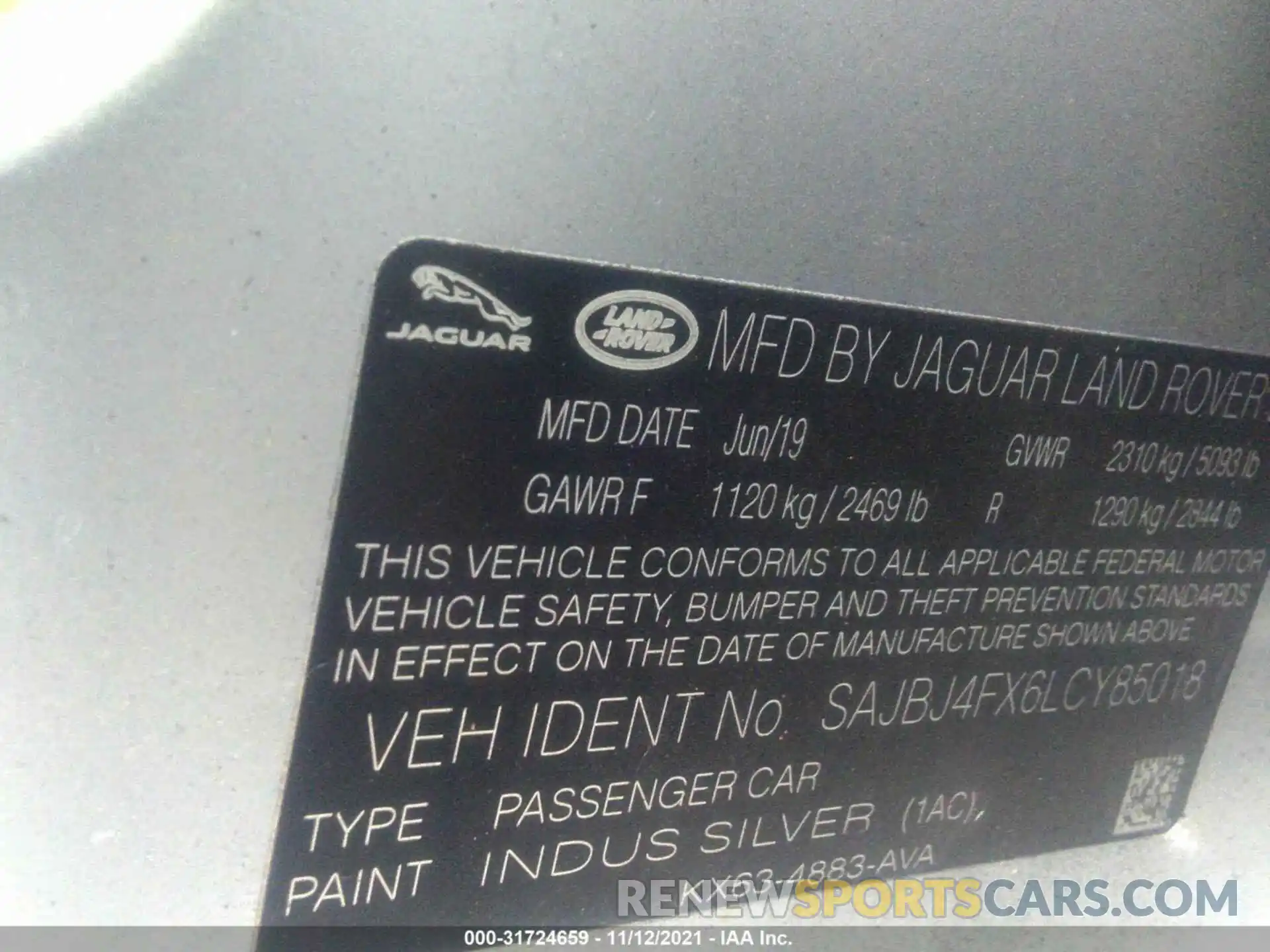 9 Photograph of a damaged car SAJBJ4FX6LCY85018 JAGUAR XF 2020