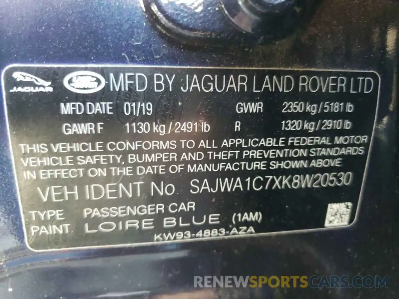 10 Photograph of a damaged car SAJWA1C7XK8W20530 JAGUAR XJ 2019