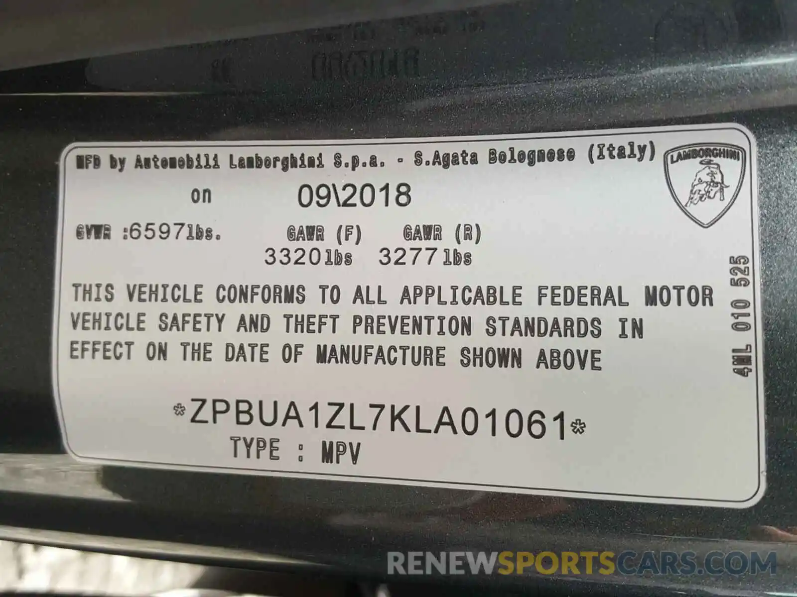 10 Photograph of a damaged car ZPBUA1ZL7KLA01061 LAMBORGHINI URUS 2019