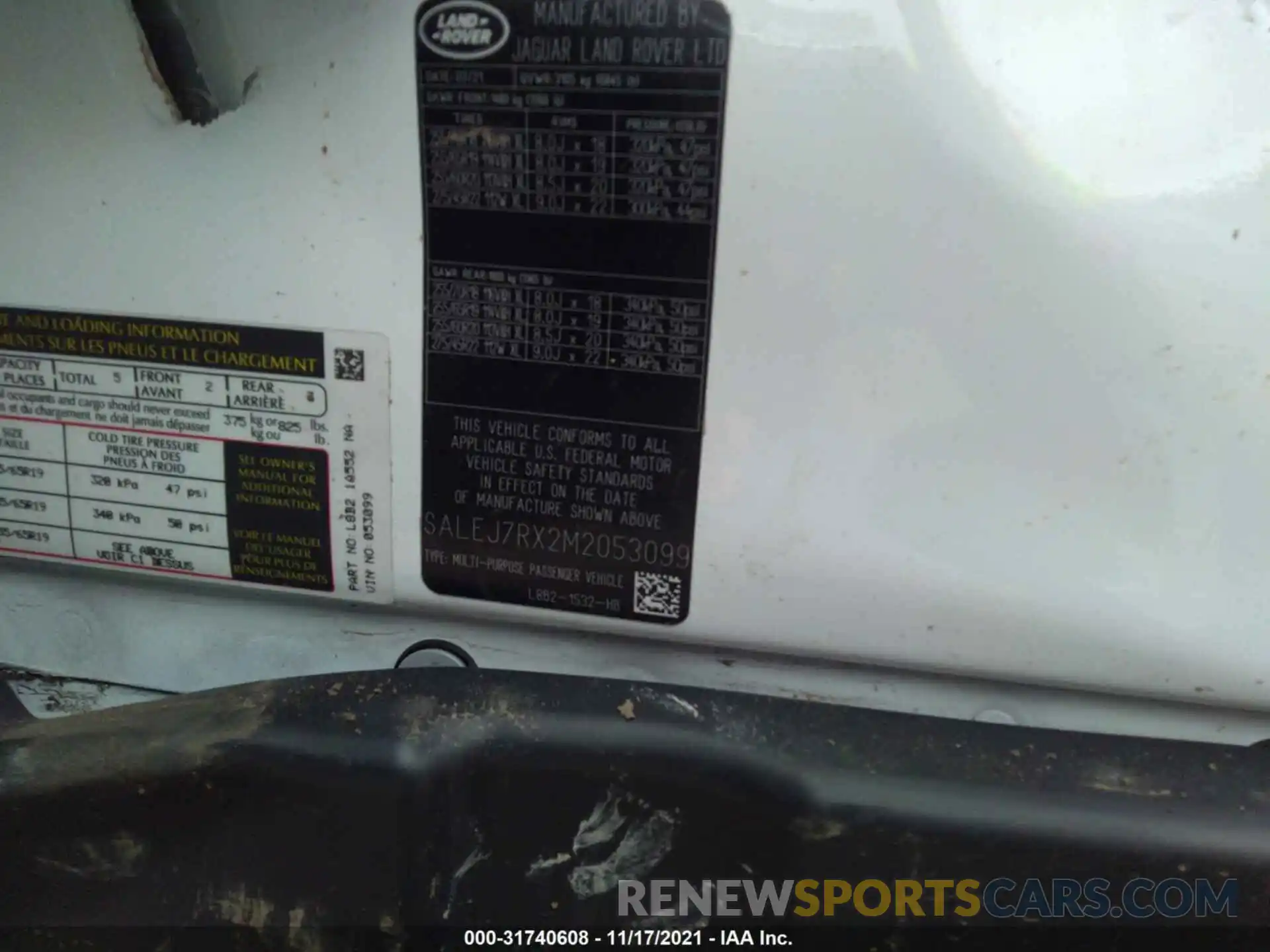 9 Photograph of a damaged car SALEJ7RX2M2053099 LAND ROVER DEFENDER 2021