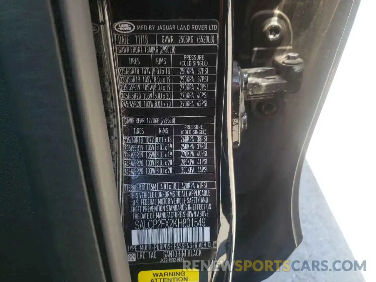 10 Photograph of a damaged car SALCP2FX2KH801549 LAND ROVER DISCOVERY 2019