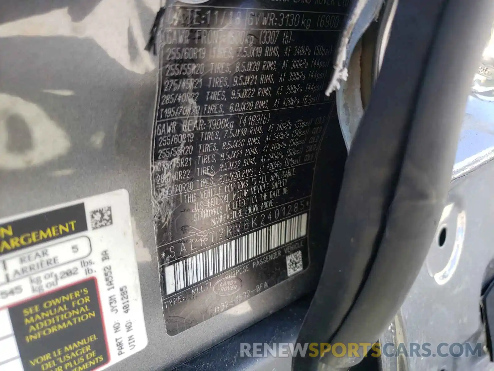 10 Photograph of a damaged car SALRT2RV6K2401285 LAND ROVER DISCOVERY 2019