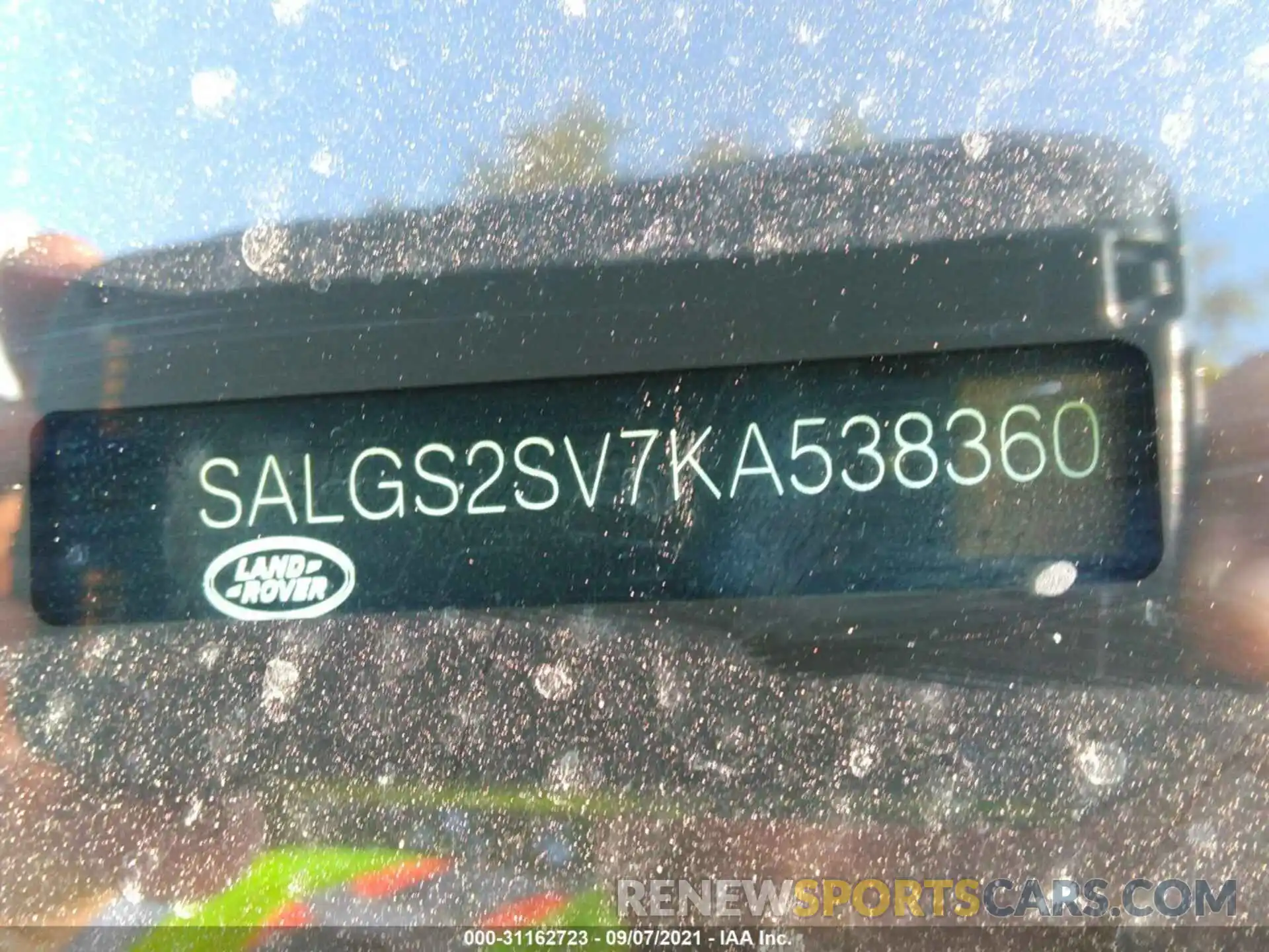 9 Photograph of a damaged car SALGS2SV7KA538360 LAND ROVER RANGE ROVER 2019