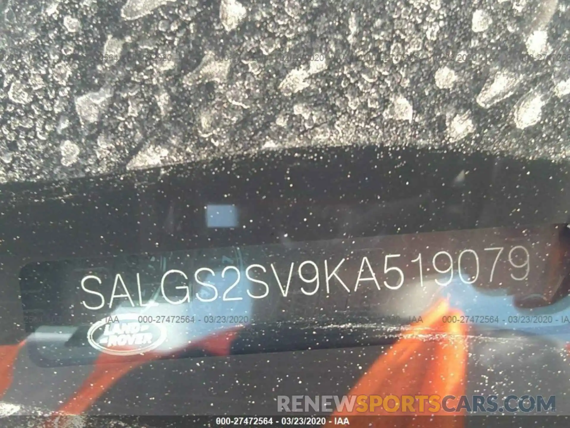 9 Photograph of a damaged car SALGS2SV9KA519079 LAND ROVER RANGE ROVER 2019