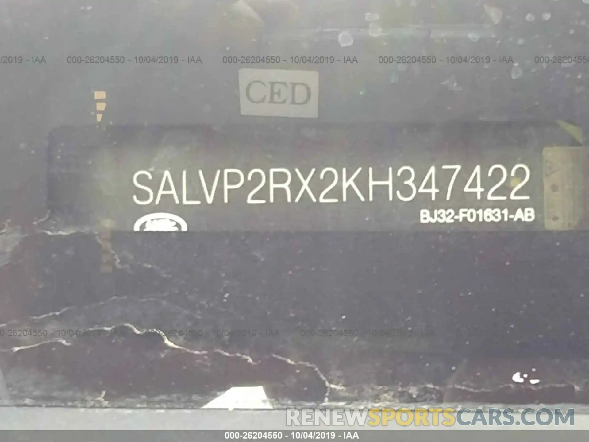 9 Photograph of a damaged car SALVP2RX2KH347422 LAND ROVER RANGE ROVER EVOQU 2019