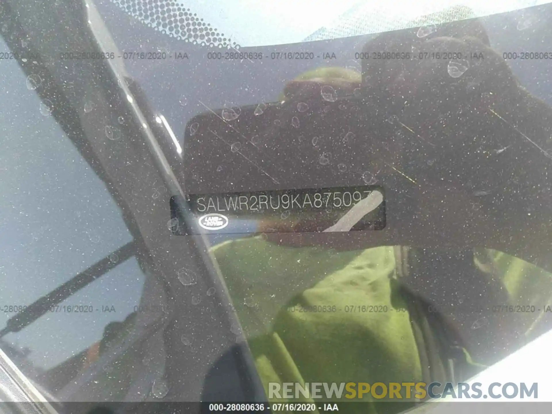 9 Photograph of a damaged car SALWR2RU9KA875097 LAND ROVER RANGE ROVER SPORT 2019